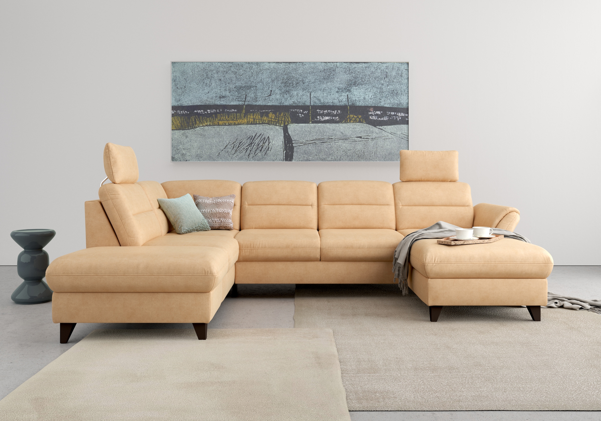 sit&more Paysage de salon »Mellum U-Form« Federkern, wahlweise mit Bettfunktion, Stauraum und Armteilfunktion