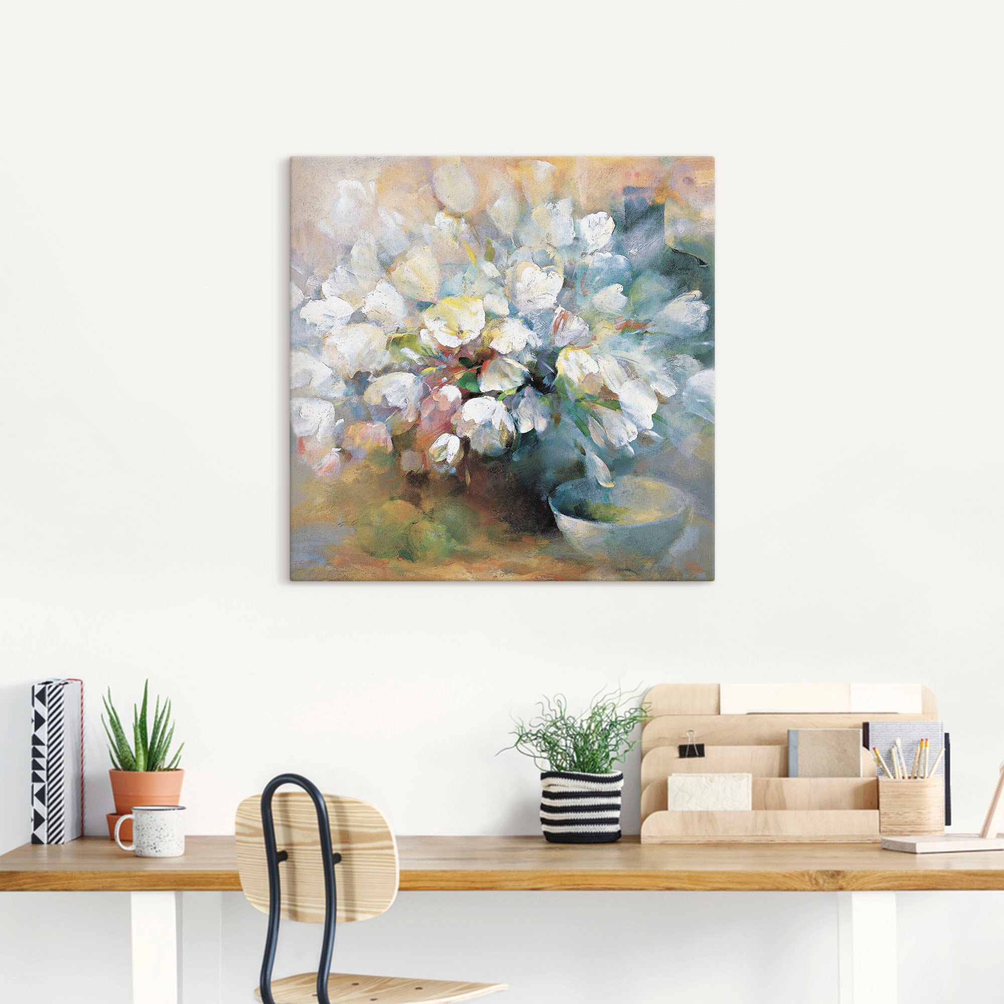 Artland Leinwandbild »Strahlend weisse Tulpen I«, Blumen, (1 St.), auf Keilrahmen gespannt