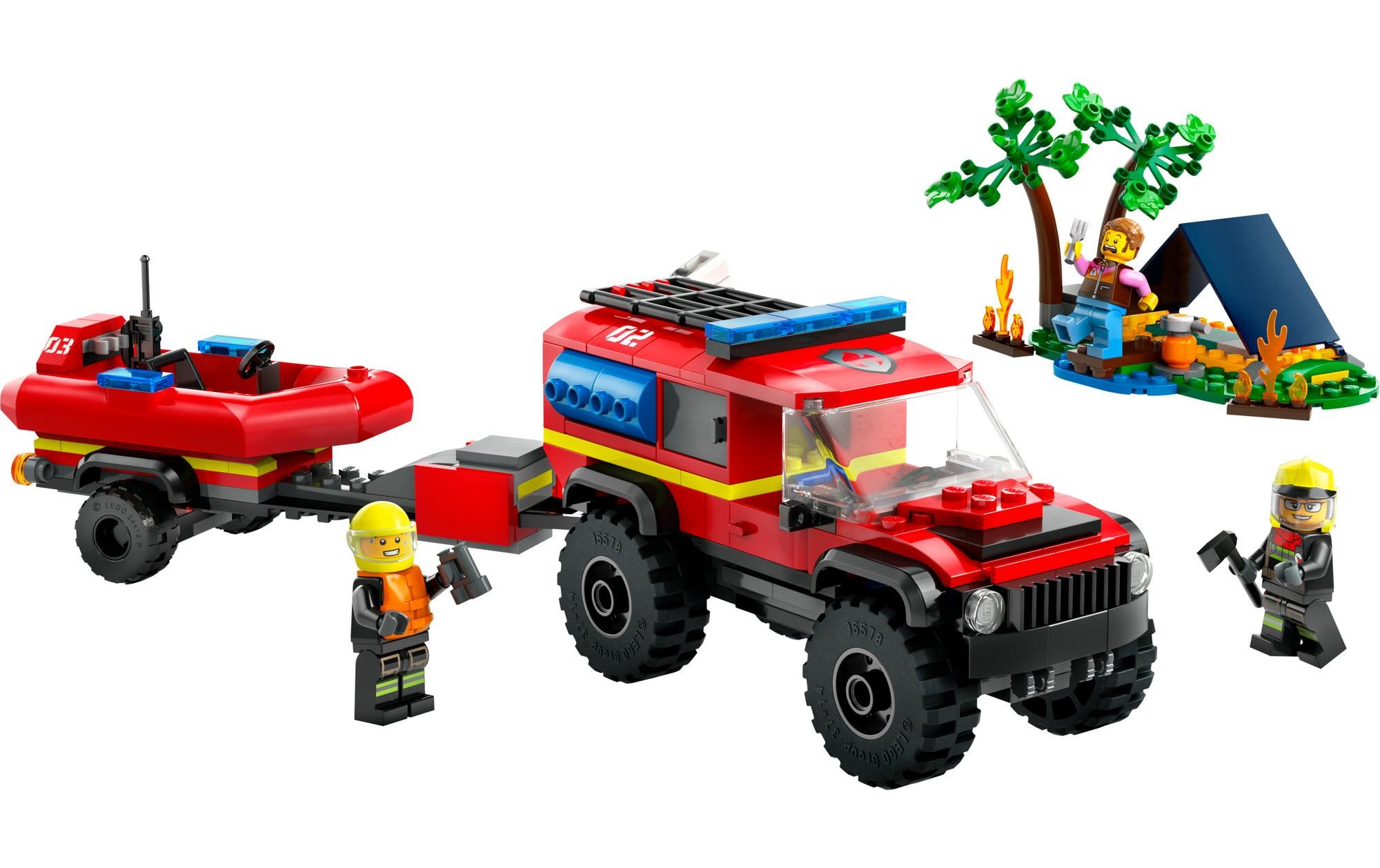 LEGO® Spielbausteine »Feuerwehrgeländewagen mit Rettungsboot 60412«, (301 St.)