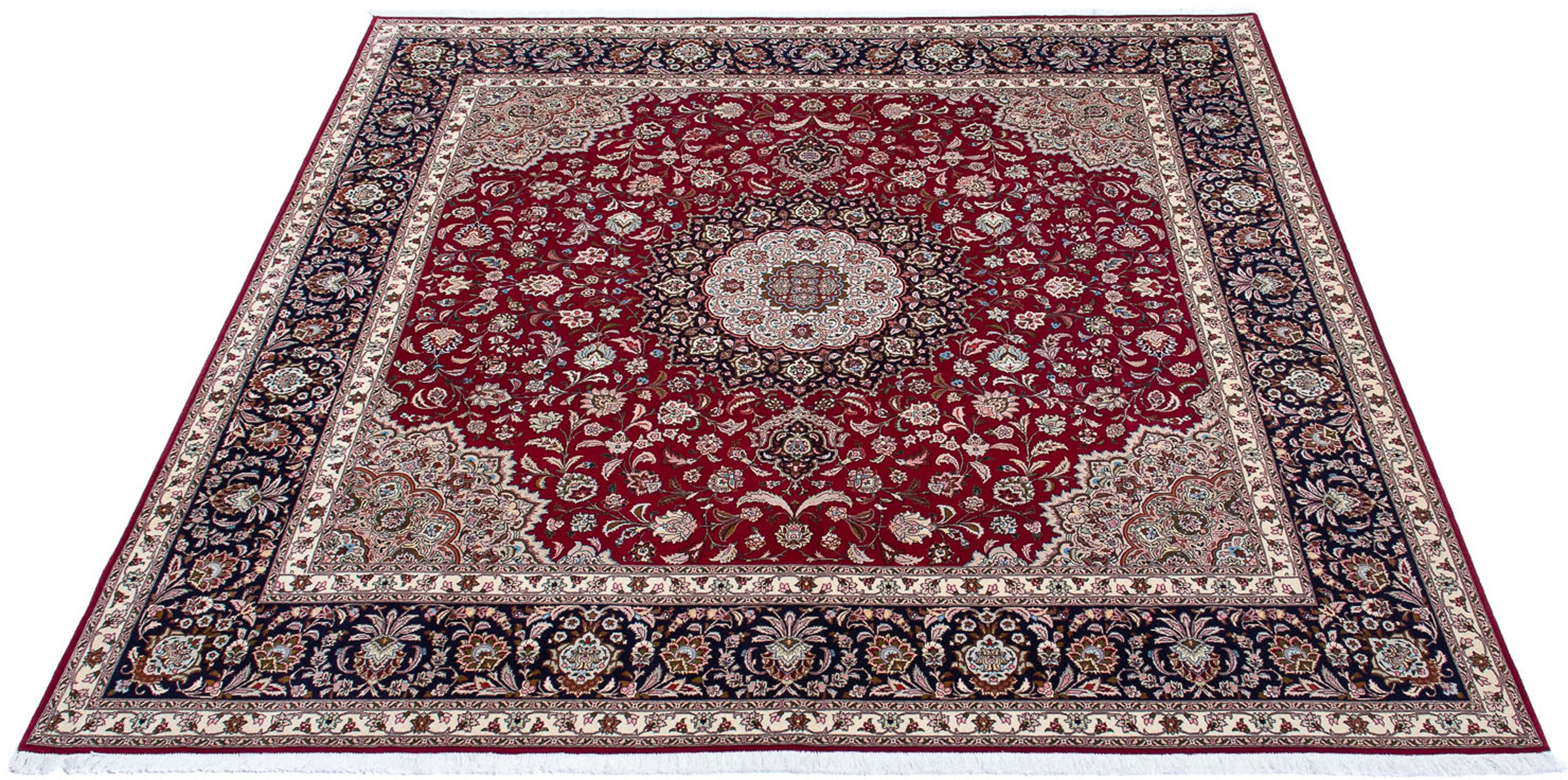 Image of morgenland Orientteppich »Perser - Täbriz - Royal quadratisch - 300 x 297 cm - dunkelrot«, quadratisch, 7 mm Höhe, Wohnzimmer, Handgeknüpft, Einzelstück mit Zertifikat bei Ackermann Versand Schweiz