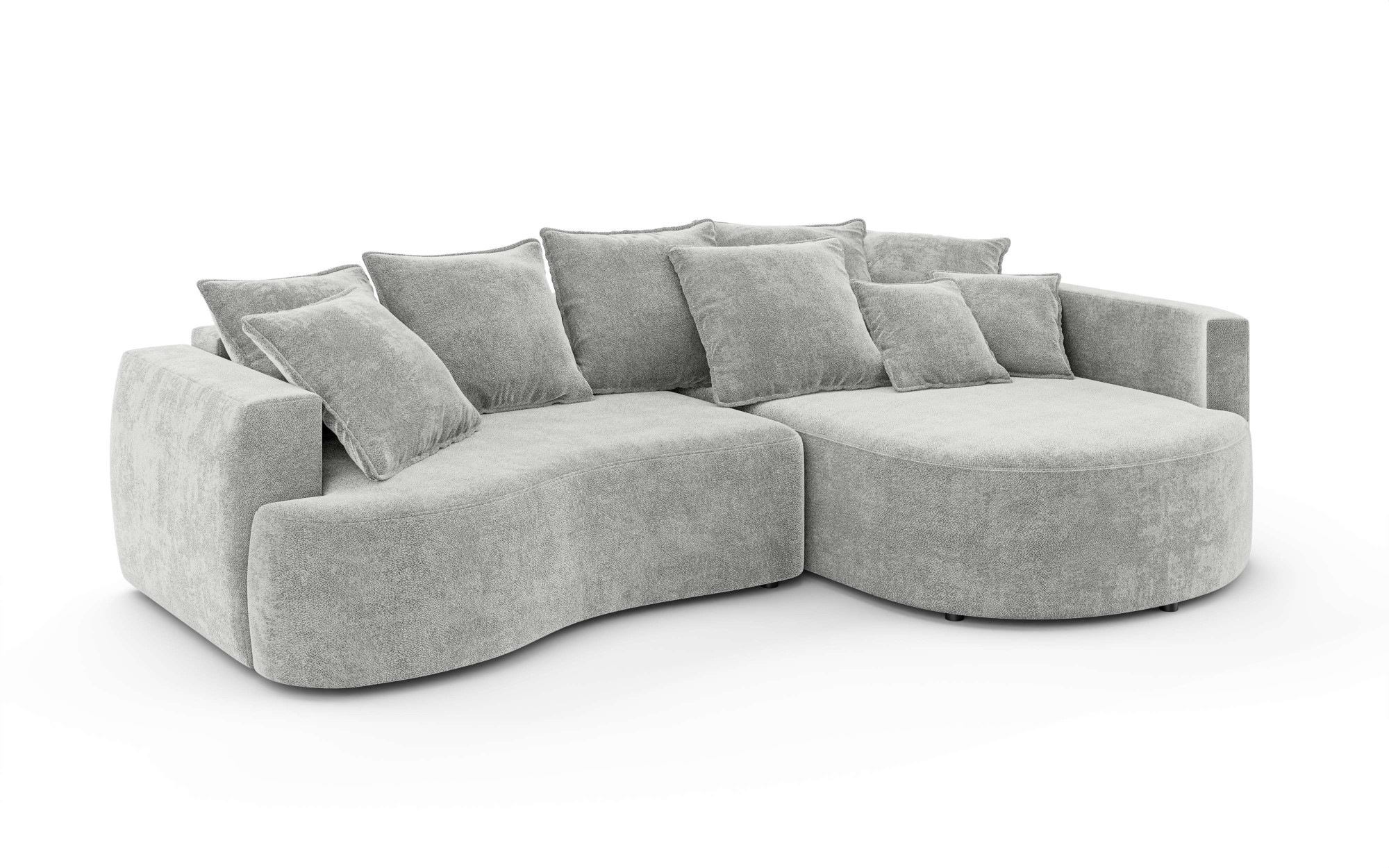 Home affaire Ecksofa »Kahekili, Schlafsofa mit Bettkasten, Masse B/T/H: 255/181/90/ cm« L-Form mit Wellenunterfederung, 7 Rückenkissen und 2 Zierkissen