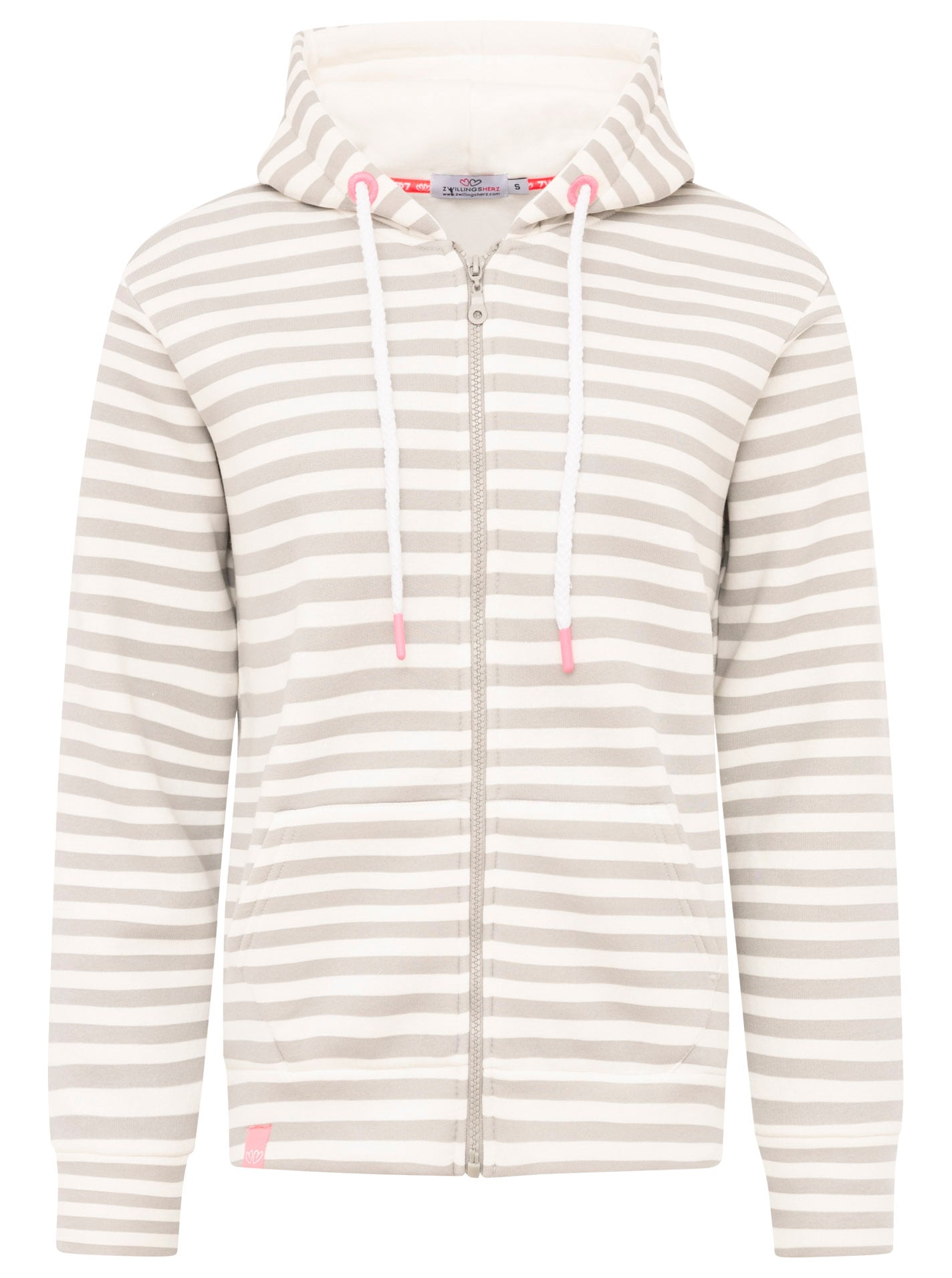 Zwillingsherz Sweat à capuche Streifen, Kapuze, Reissverschluss, modisch, Langarm, Taschen