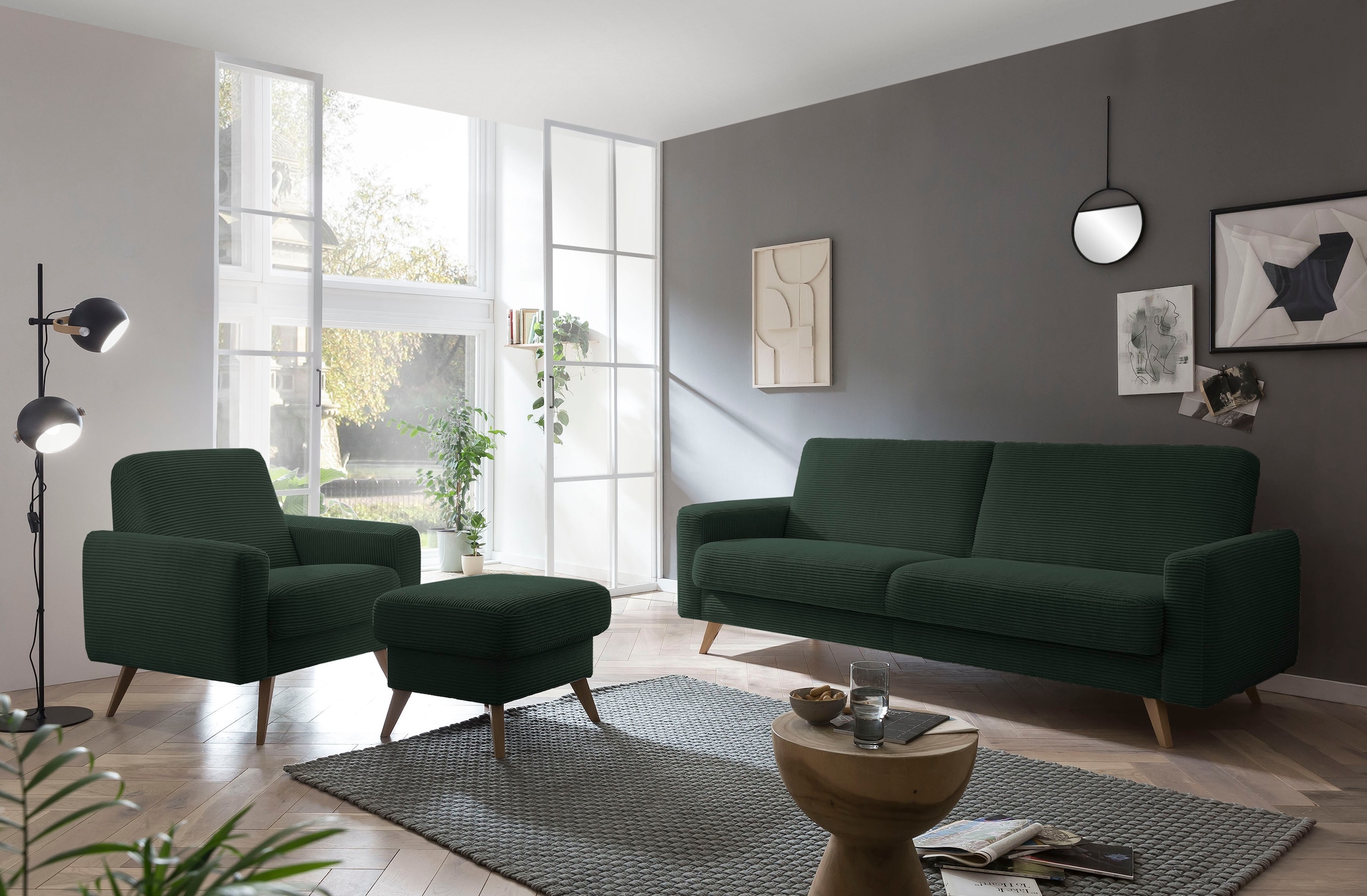 exxpo - sofa fashion Fauteuil »Samso, Loungesessel« elegant und bequem, aktueller Cord Bezug