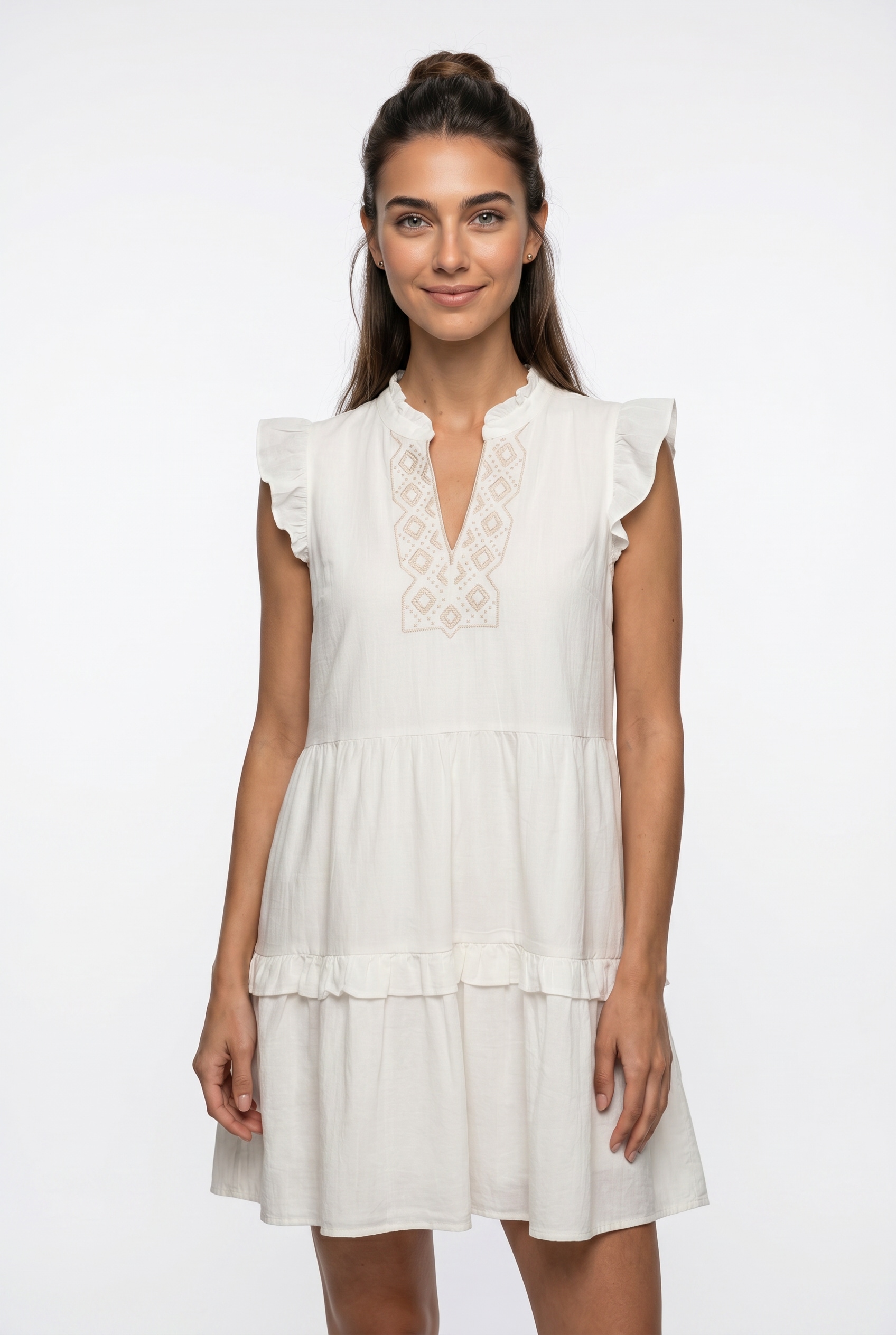 Image of Vero Moda Tunikakleid "VMDICTHE EMB SHORT DRESS WVN GA" Baumwolle, regular fit