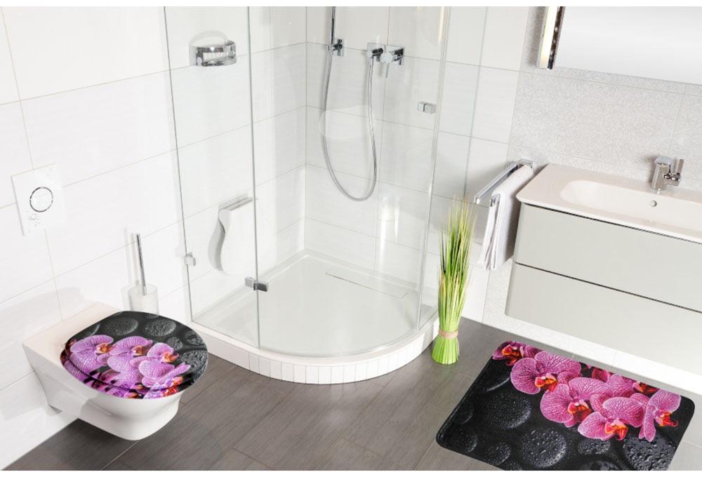 Sanilo Set d'accessoires de salle de bain »Madeira« bestehend aus WC-Sitz, Badteppich, Stöpsel, Seifenspender, WC-Bürste