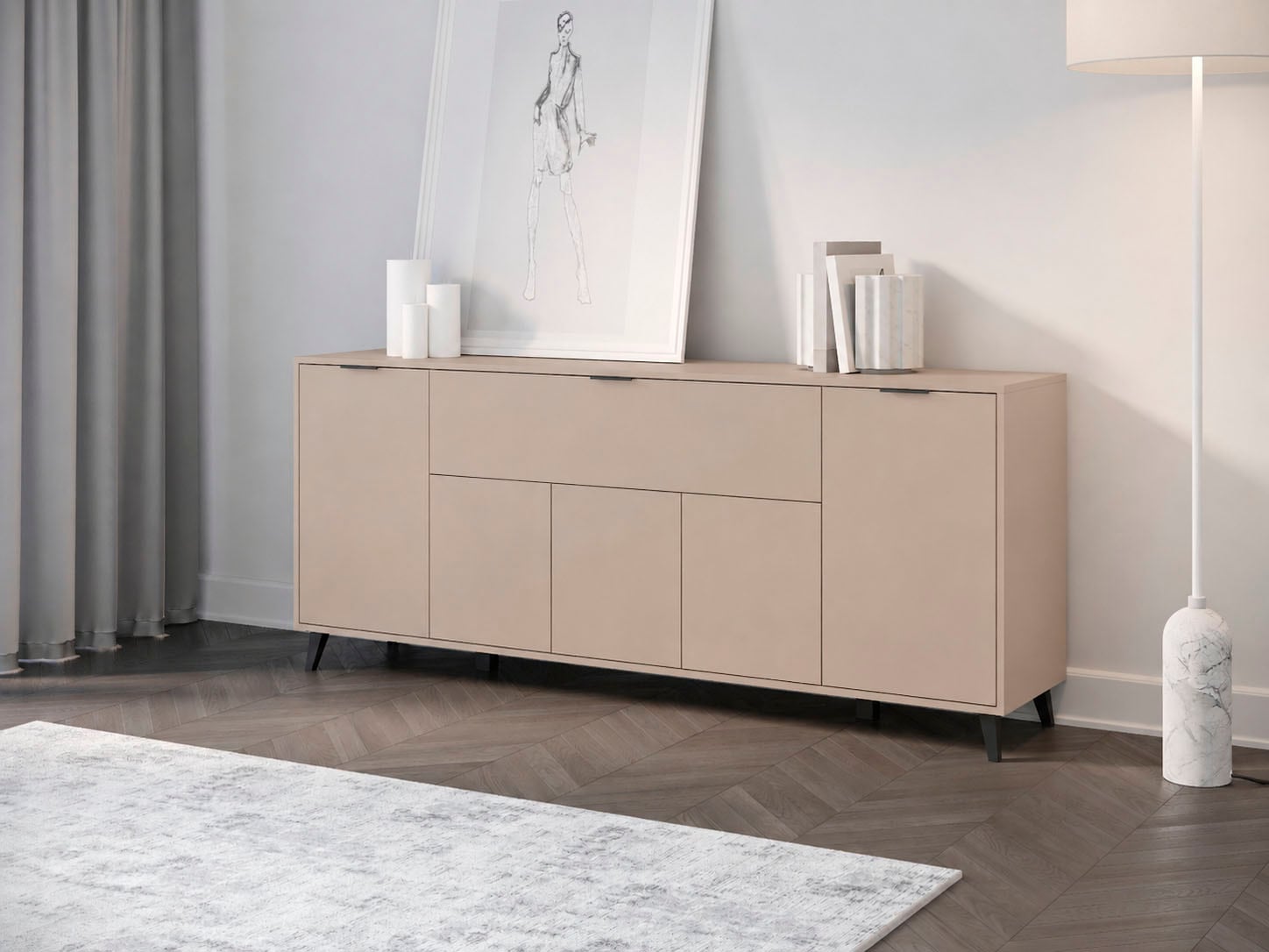Image of GOODproduct Sideboard "Oslo, B/H/T: 180/76/39,5 cm" Push-to-open-Funktion, schwarze Metallgriffe, viel Stauraum