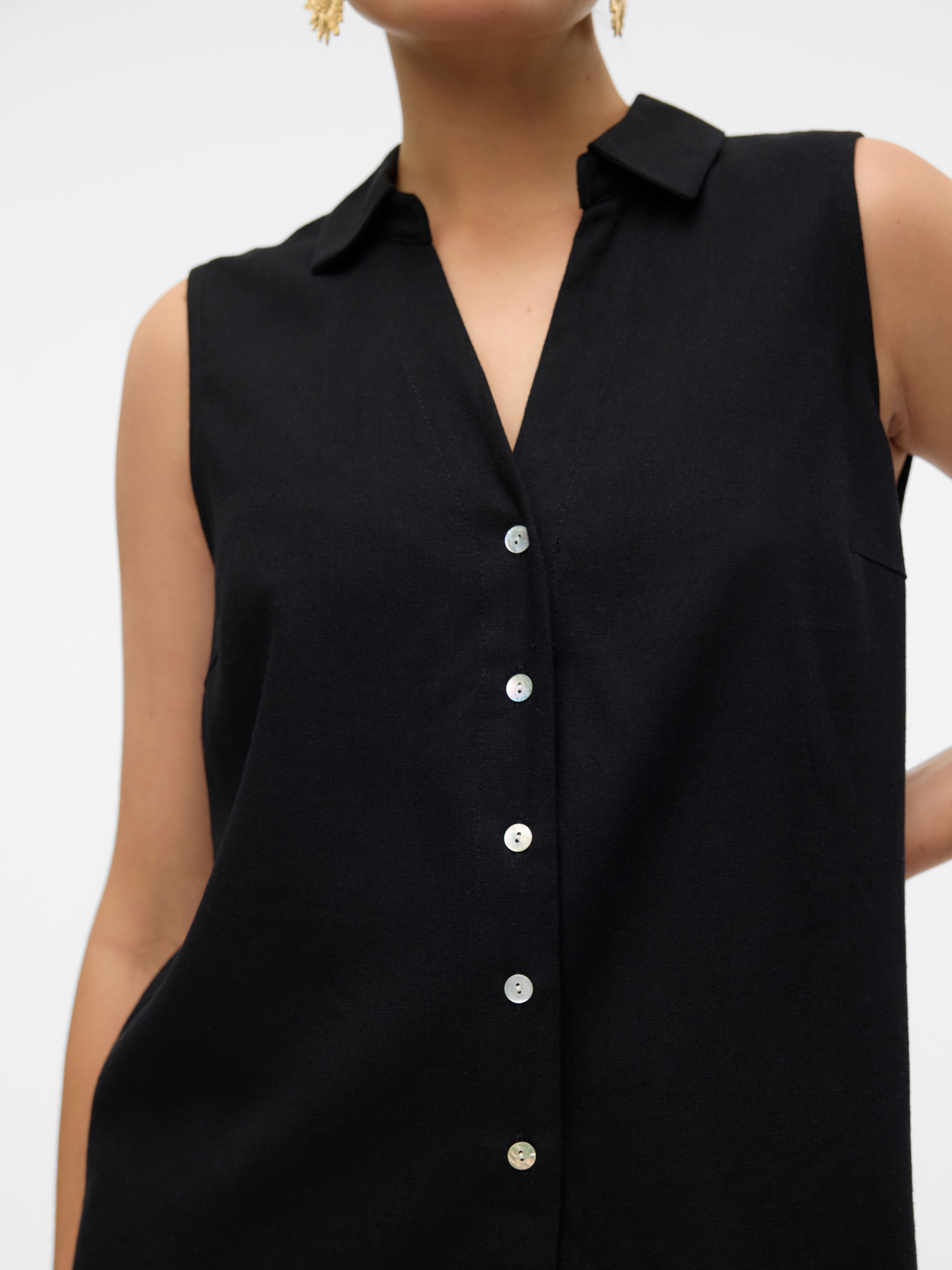 Vero Moda Top chemisier »VMMYMILO SL V-NECK SHIRT WVN  GA« mit Leinen