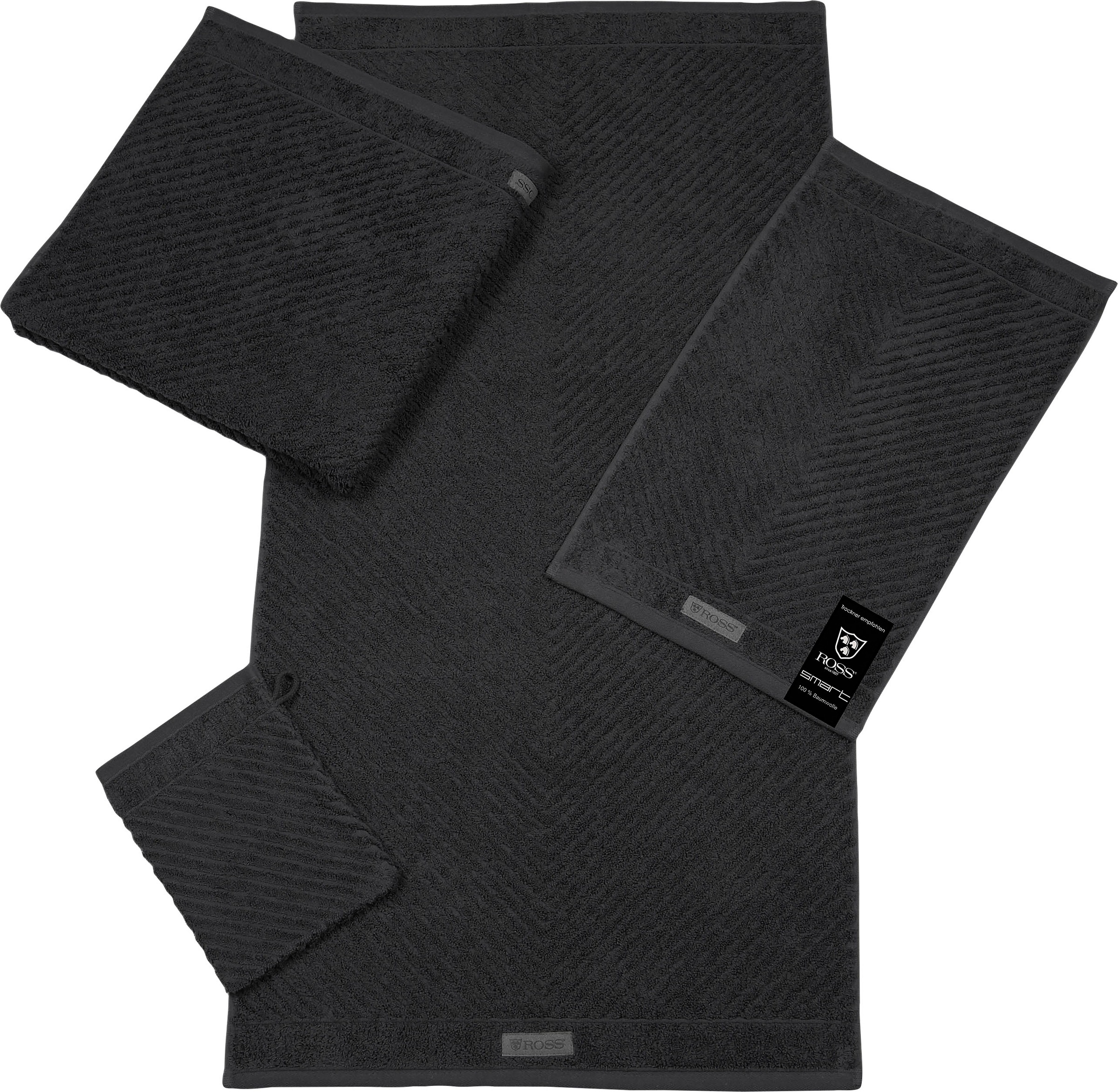 ROSS Gästehandtuch »Smart« Uni-Rippe mit Velourslabel