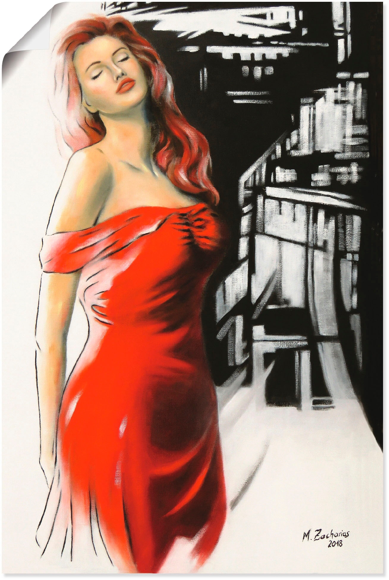 Image of Artland Poster "Schönheit im roten Kleid" Frau 1 Stk. tlg. ohne Rahmen
