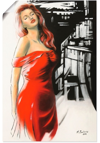Wandbild »Schönheit im roten Kleid«, Frau, (1 St.)