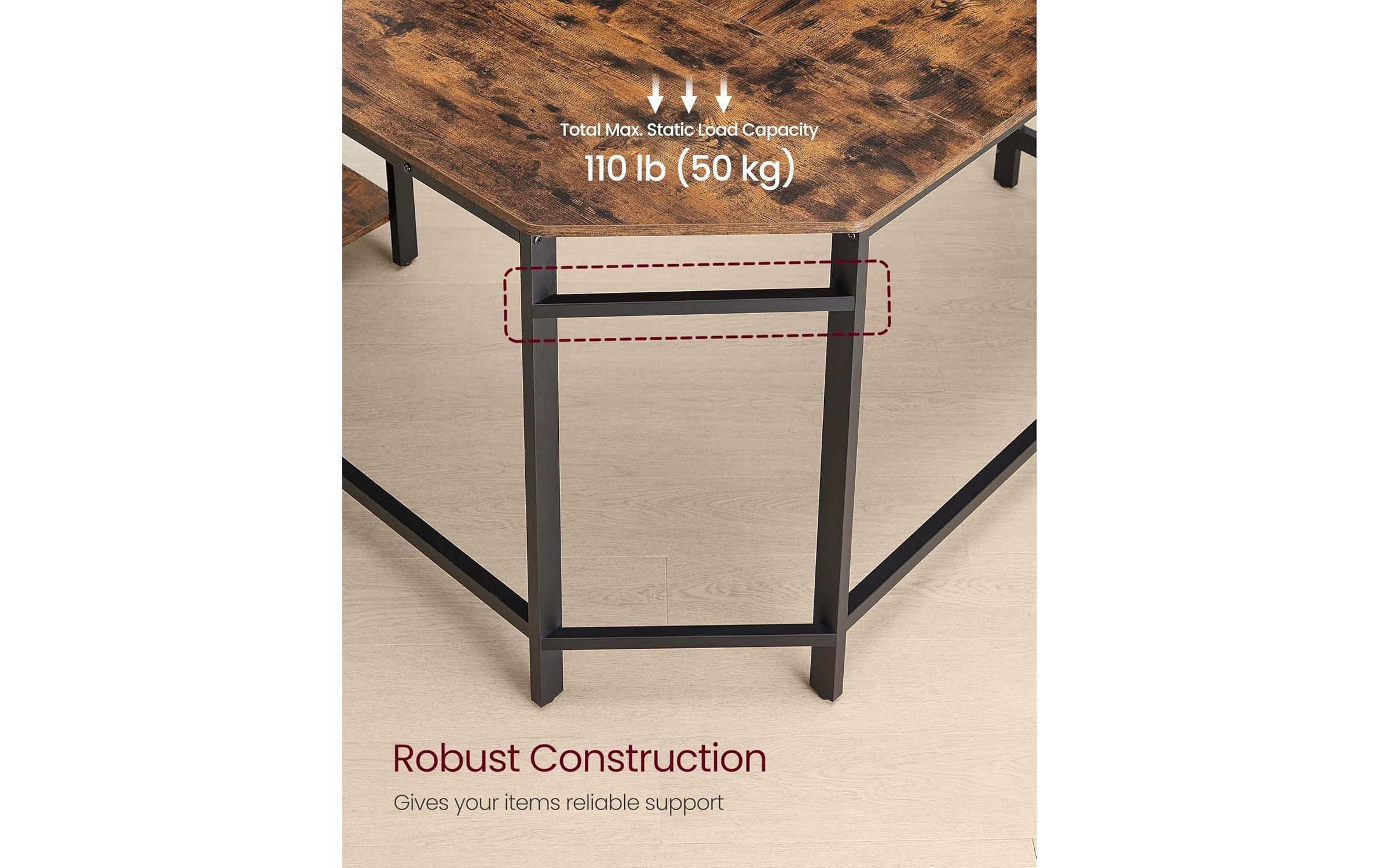 VASAGLE Bureau »in L-Form 120 x 130 x 76 cm«