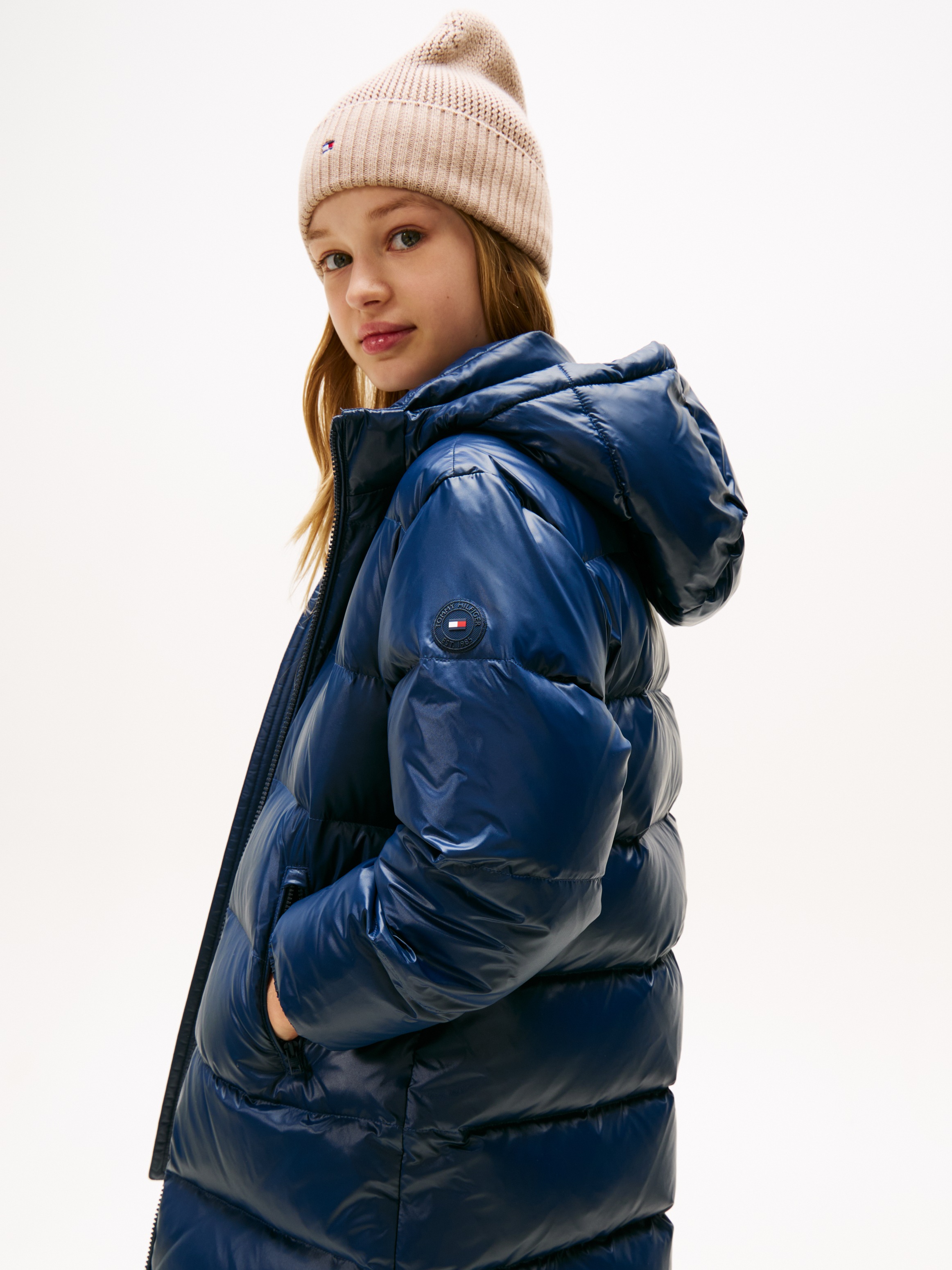 Image of Tommy Hilfiger Steppjacke "ESSENTIAL LONG DOWN JACKET" mit Kapuze Kinder bis 16 Jahre