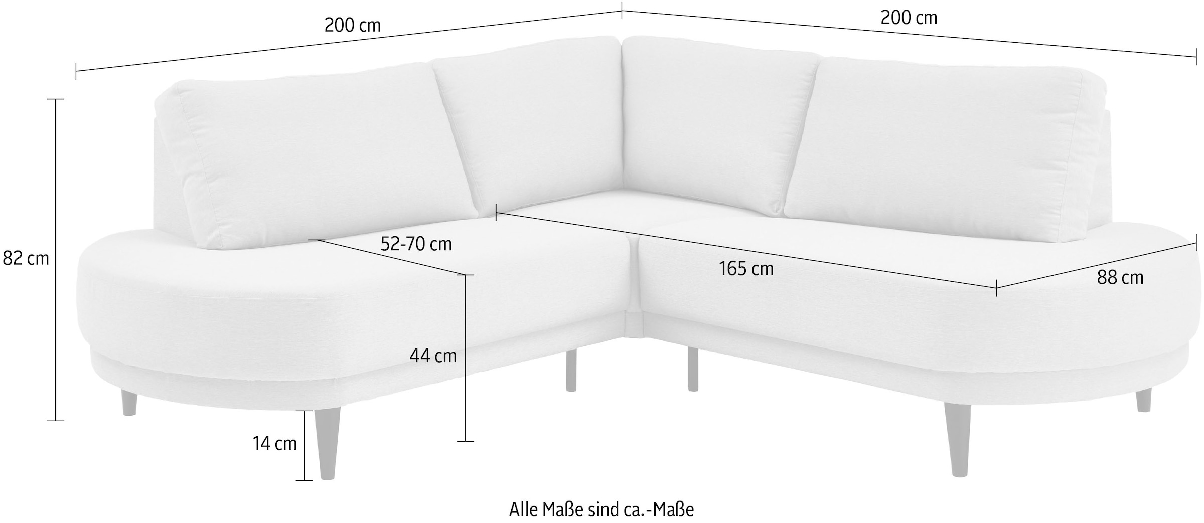 ATLANTIC home collection Ecksofa »Ronny L-Form«, wahlweise in beige, mit Wellenunterfederung