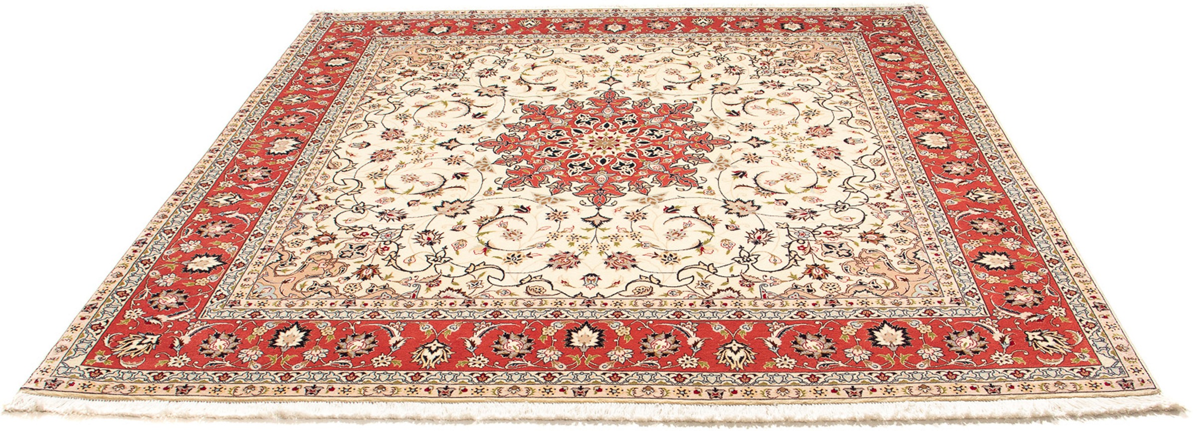 Image of morgenland Orientteppich »Perser - Täbriz - Royal quadratisch - 209 x 208 cm - beige«, quadratisch, 7 mm Höhe, Wohnzimmer, Handgeknüpft, Einzelstück mit Zertifikat bei Ackermann Versand Schweiz