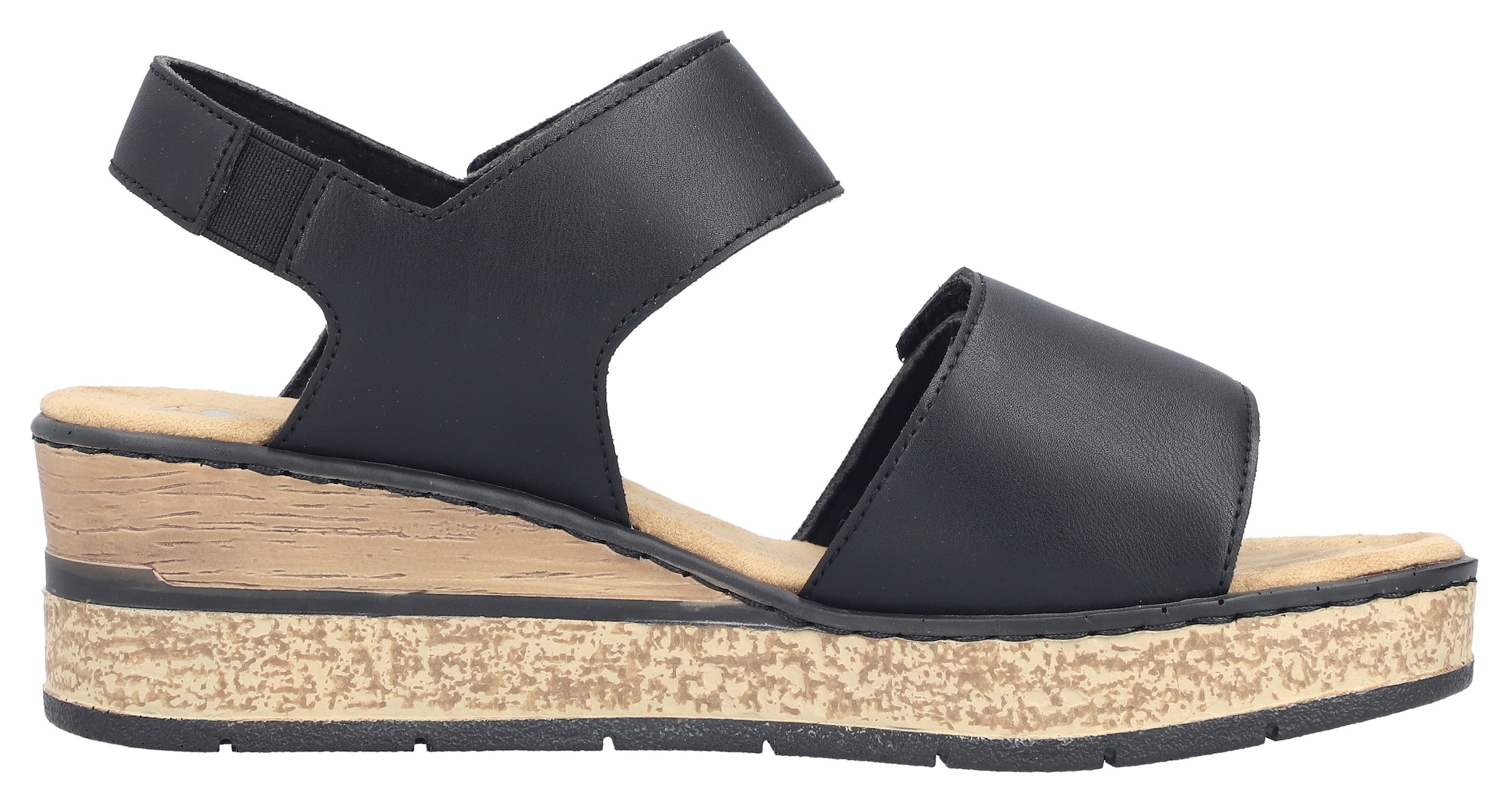 Rieker Sandales compensées  Chaussure à scratch, chaussure d'été, sandale plateforme avec éléments décoratifs