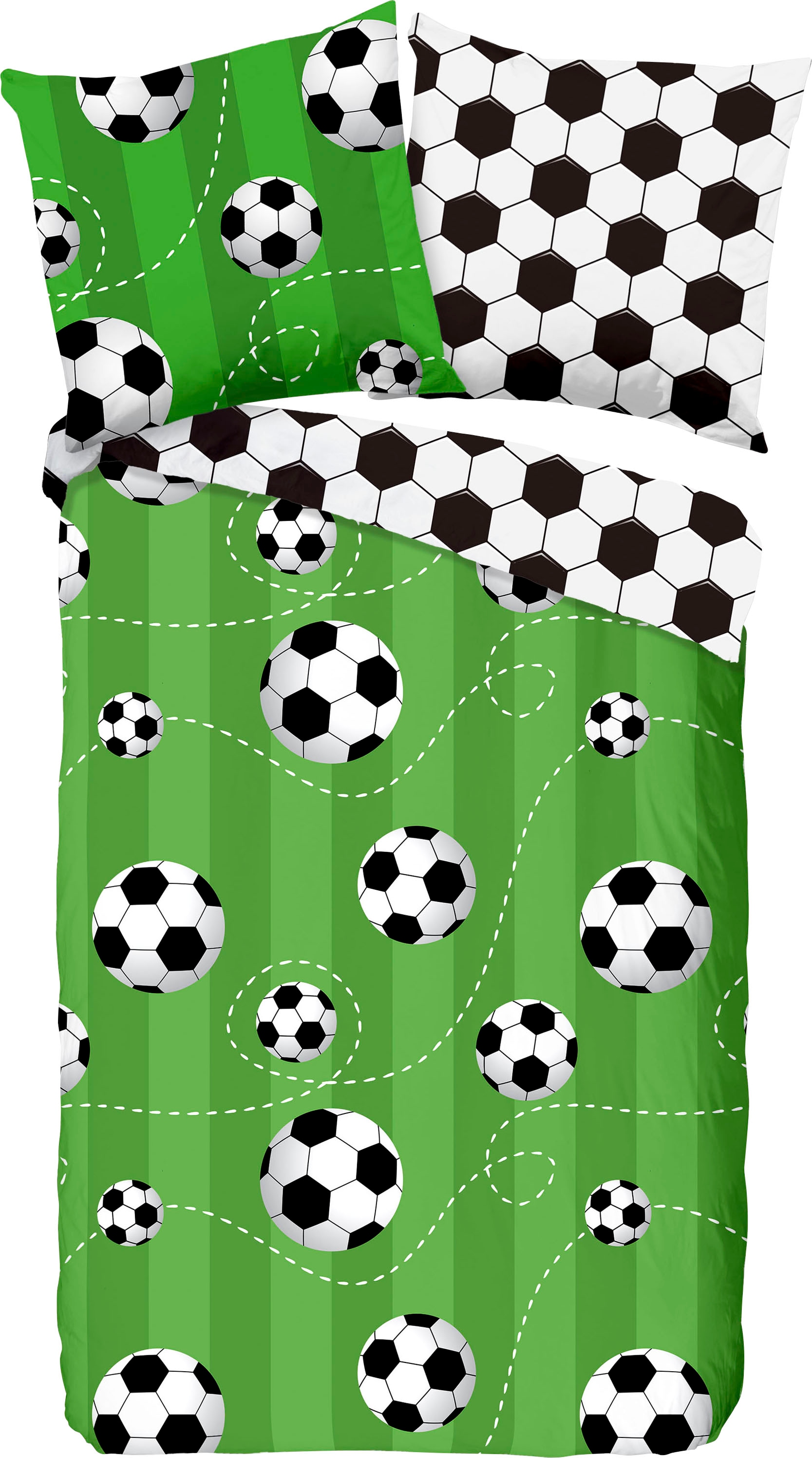 Kinderbettwäsche »Soccer«, (2 tlg.), 100% Baumwolle