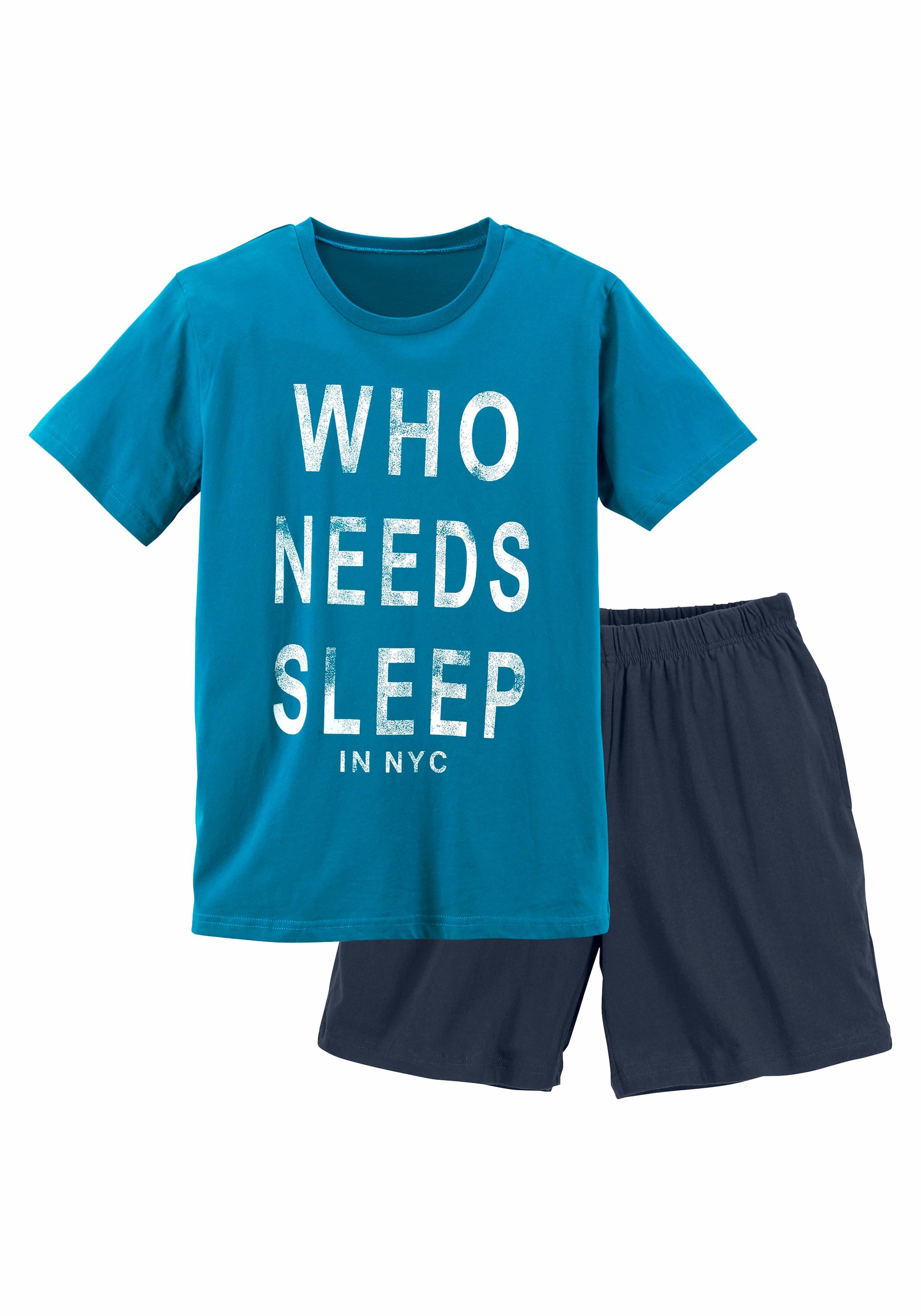 Image of AUTHENTIC LE JOGGER Pyjama 2 tlg. kurzer Schlafanzug, bedruckt, mit Rundhals-Ausschnitt