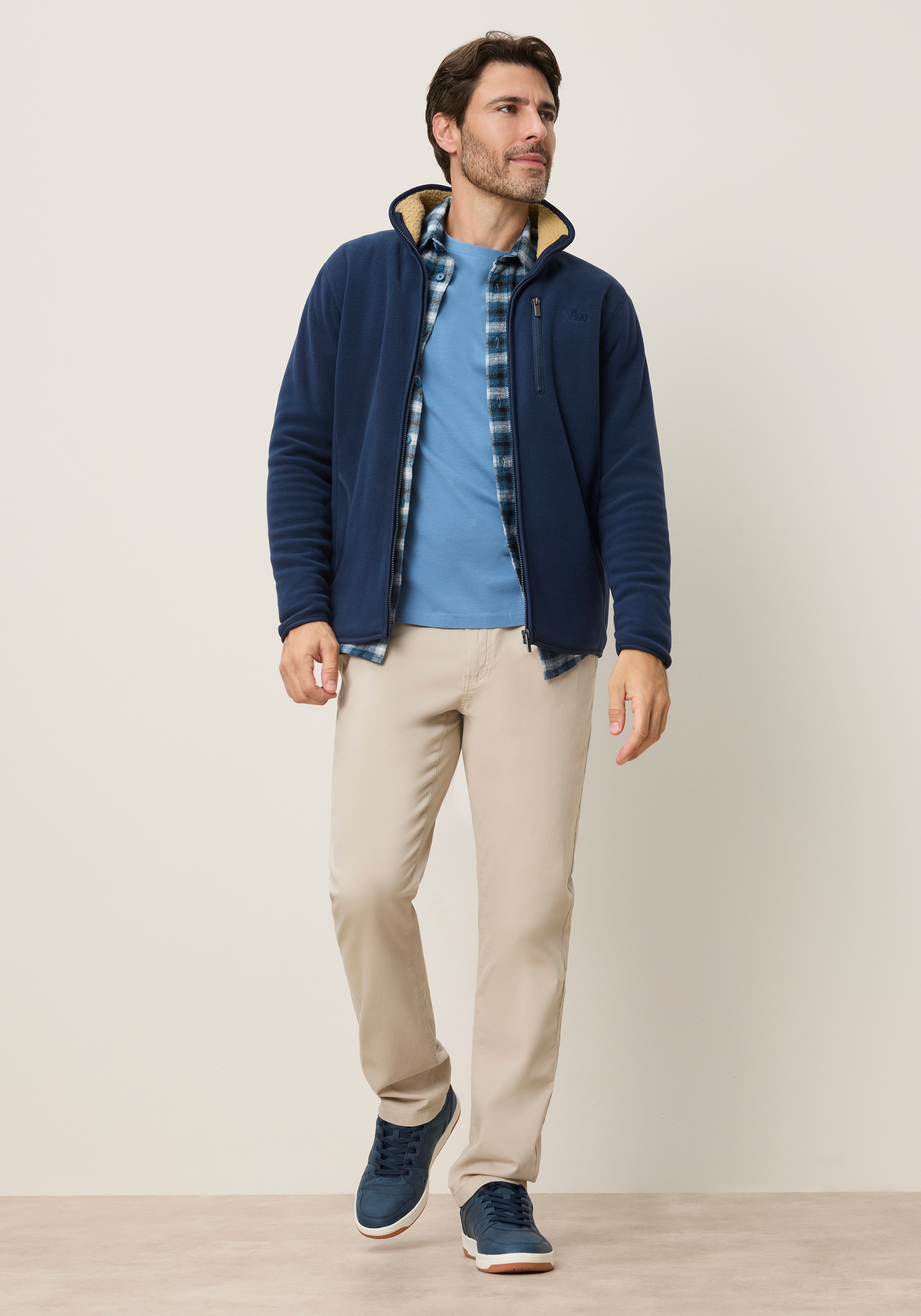 Man's World Veste polaire longueur hanche, coupe fluide, avec fermeture éclair