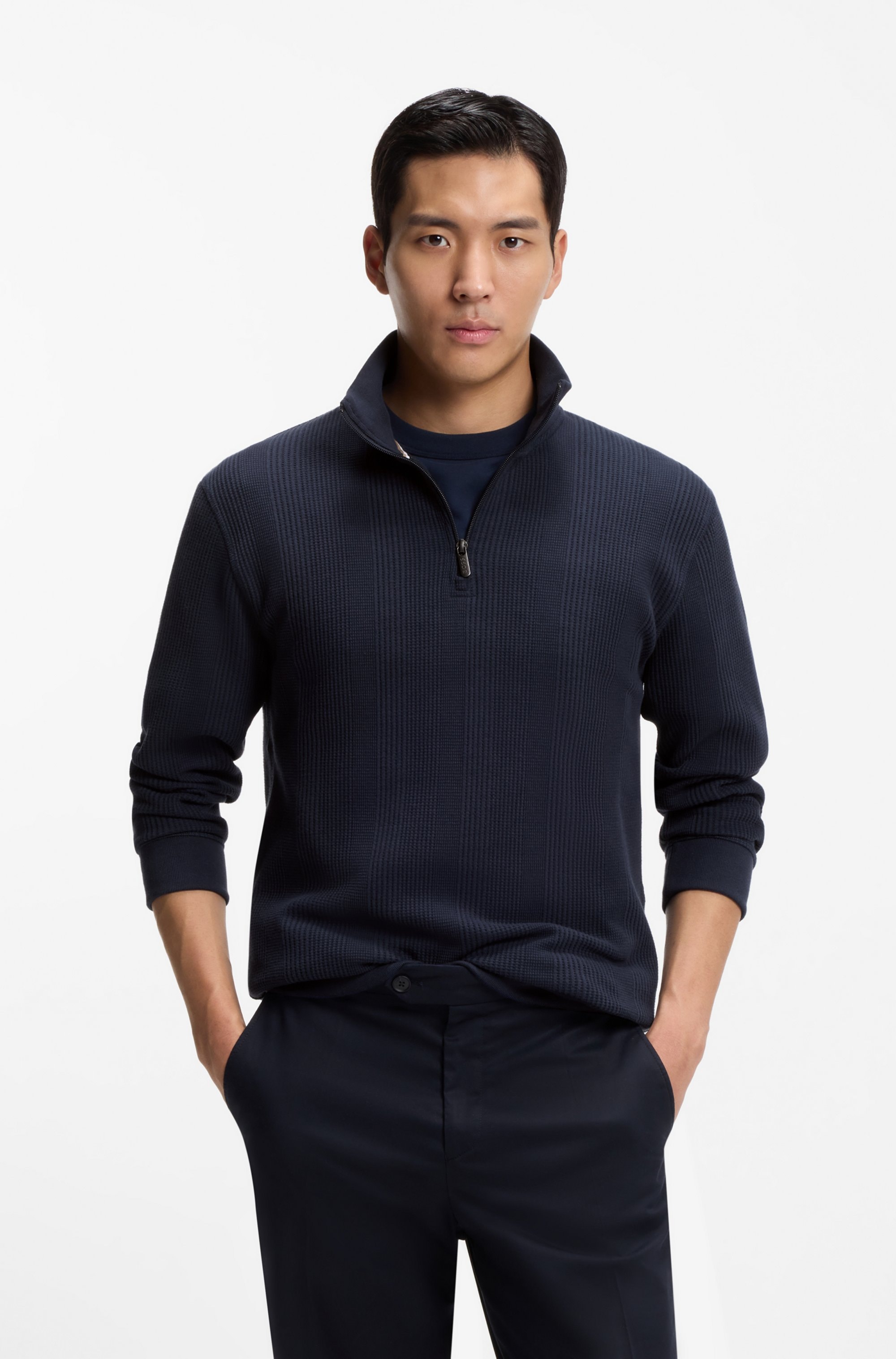 Image of BOSS Sweatshirt "Structure 1/4 Zip", mit Stehkragen