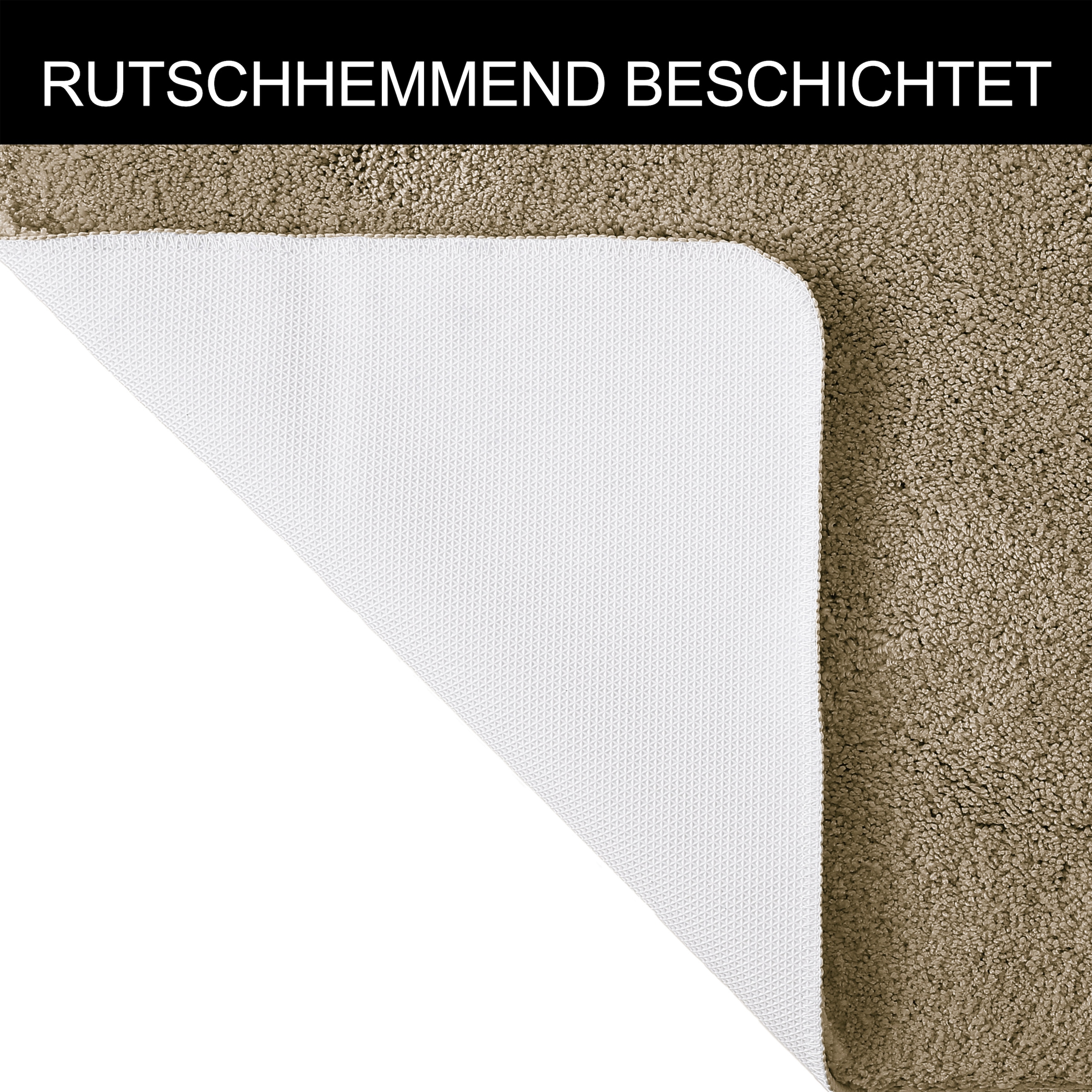 GOODproduct Tapis de bain »Inga, Badezimmer Teppich, Badvorleger« Höhe 20 mm revêtement antidérapant Résistant | Séchage rapide | compatible chauffage au sol Tapis de bain uni, doux, disponible en demi-cercle et rectangulaire