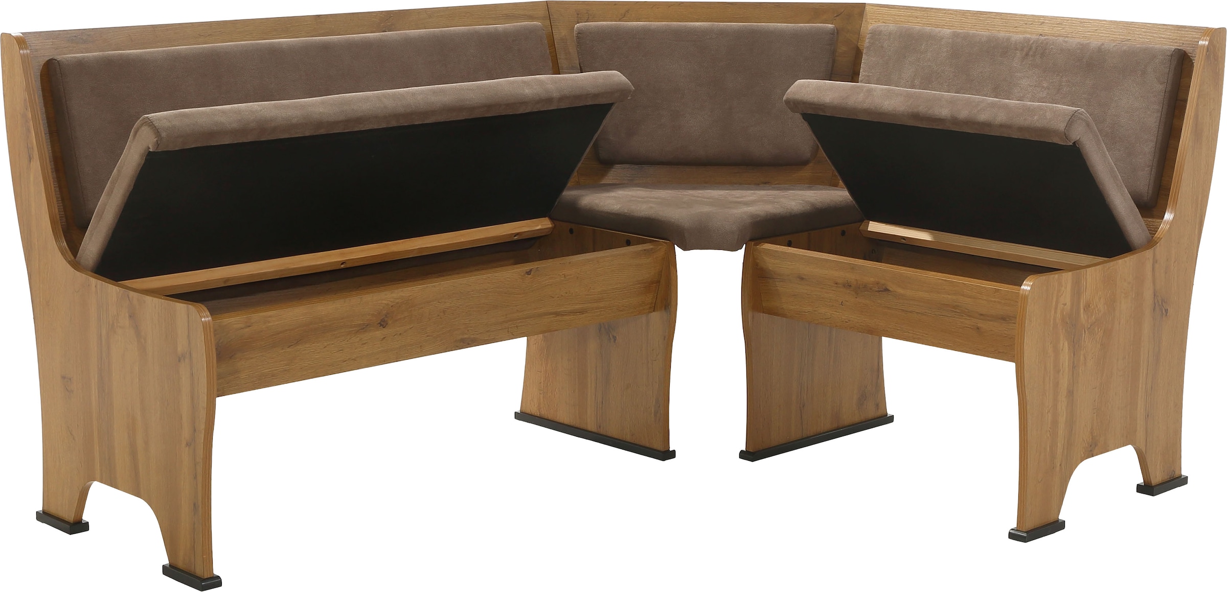 GOODproduct Ensemble de bancs d'angle »Theo (Set, 4-tlg. Tisch, Bank und 2 Stühle) 2 Farben wählbar« Bank links/rechts montierbar, mit Stauraum, Stühle im 2er Set