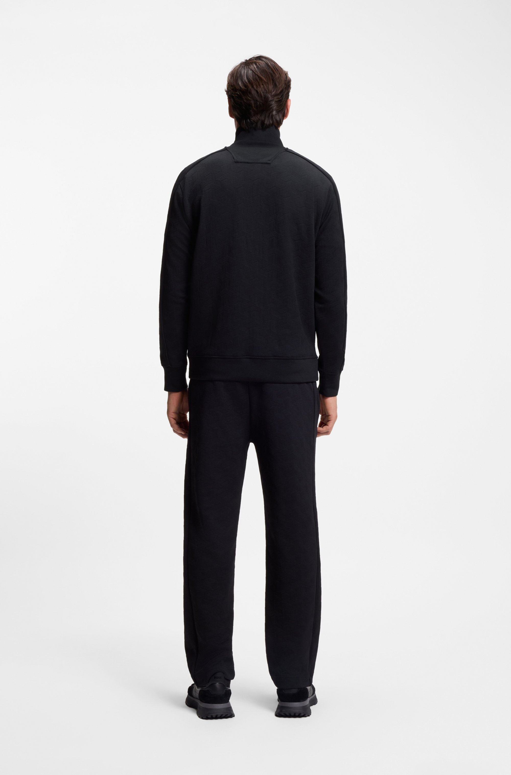 BOSS GREEN Veste sweat »Mirror« Flachstrickkragen, regular fit, Reissverschluss, gesteppter Jacquard