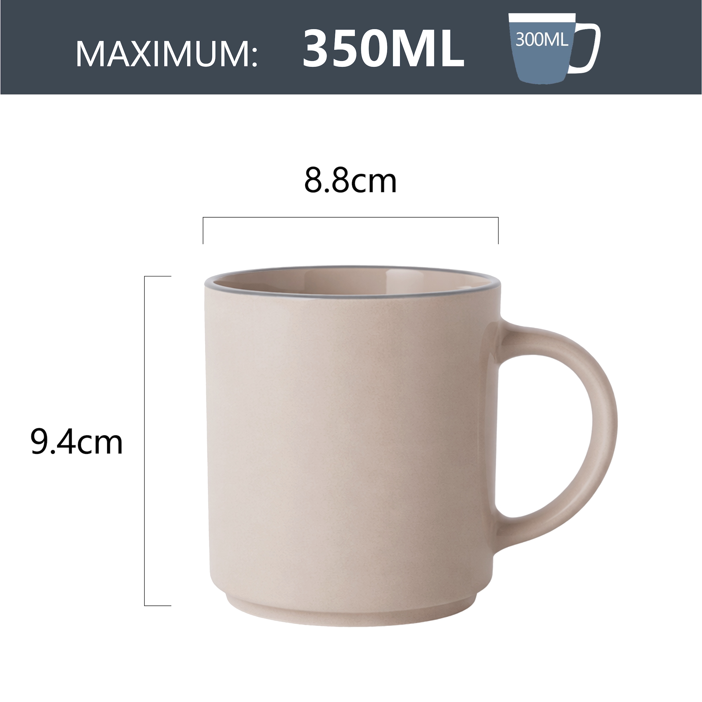 GOODproduct Becher »Kaffeebecher Ylvii, 6er Set« spülmaschinenfest und mikrowellengeeignet, 350 ml