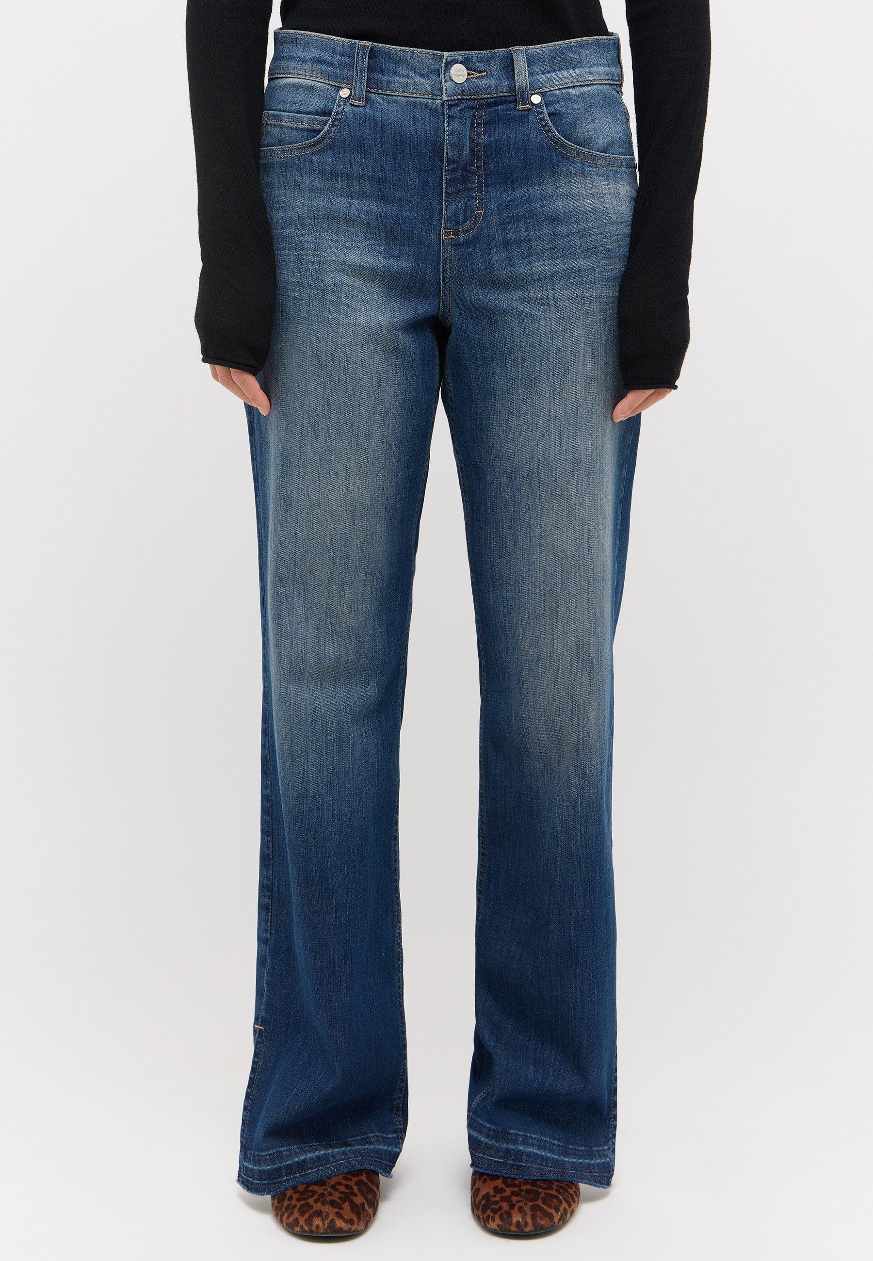 Image of ANGELS Bootcut-Jeans "LARA BOHO" mit Schlitz am Beinabschluss, Wide Leg, Stretch