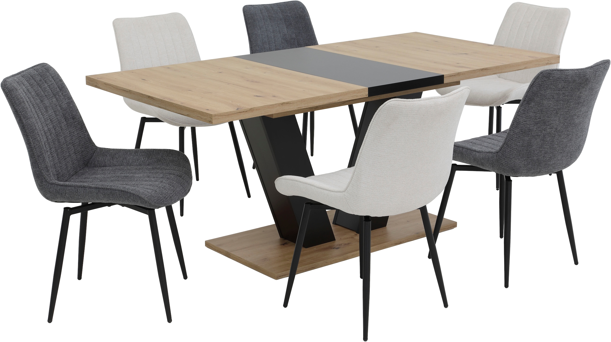 HELA 4-Fussstuhl »NEWPORT«, (Set), 4 St., Microfaser-Webstoff, 4-Fuss,XL-Sitzbreite,360°drehbar,Rundrohrgestell konisch