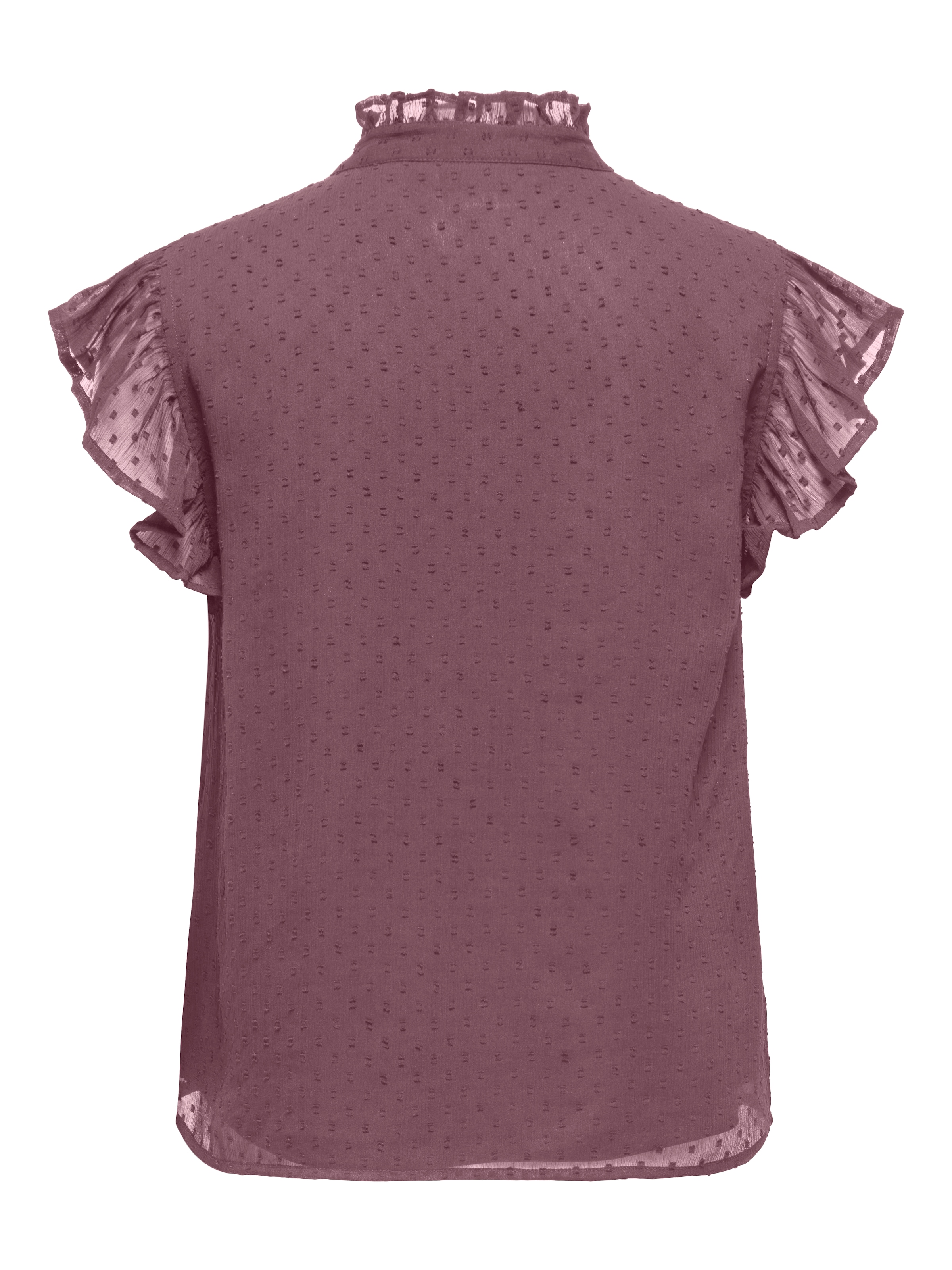 ONLY Spitzenbluse »ONLLANDAU DOBBY FRILL V-NECK TOP WVN« Kunstfaser