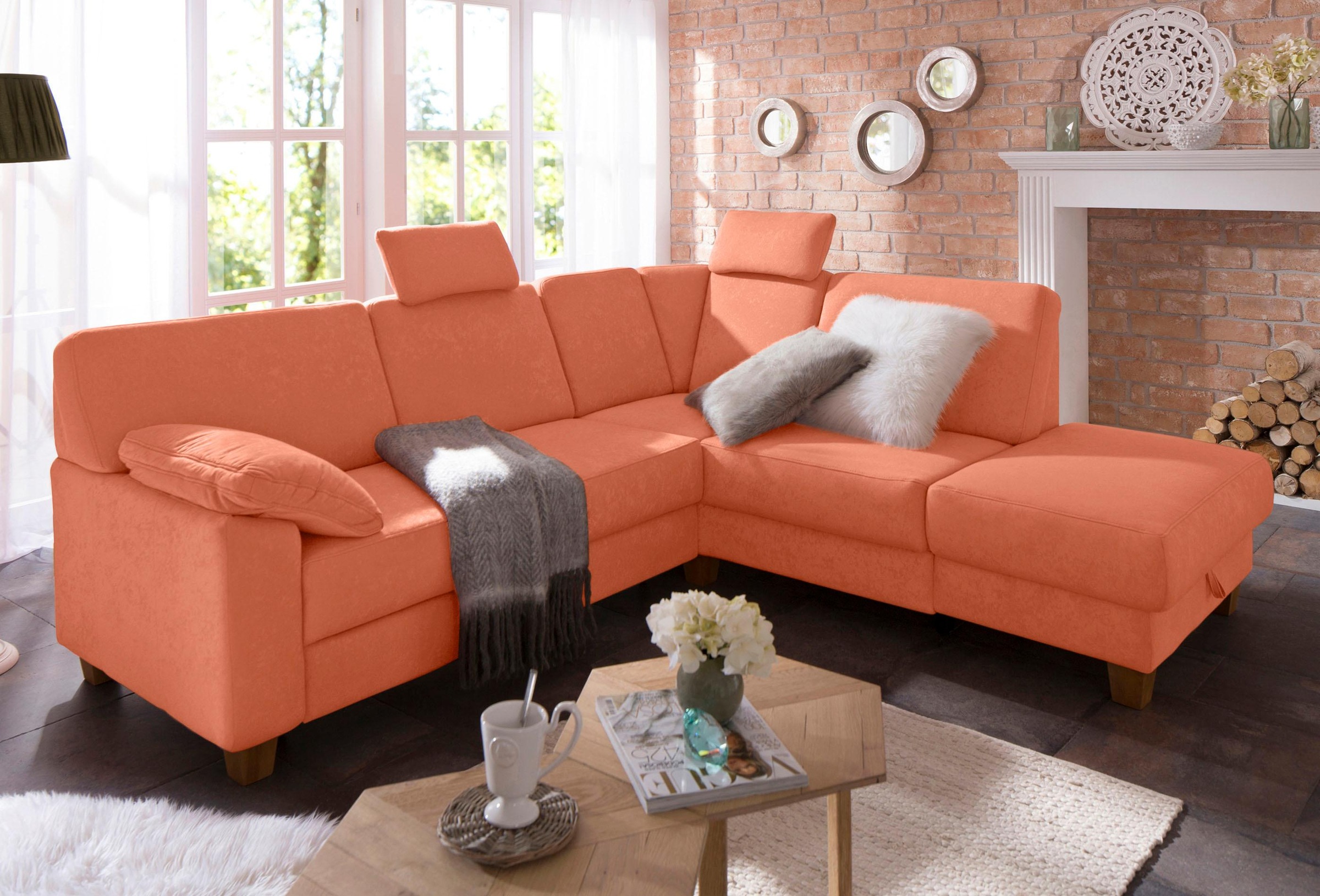 Home affaire Ecksofa »Belfort L-Form« mit Federkern, wahlweise mit Bettfunktion und Stauraum