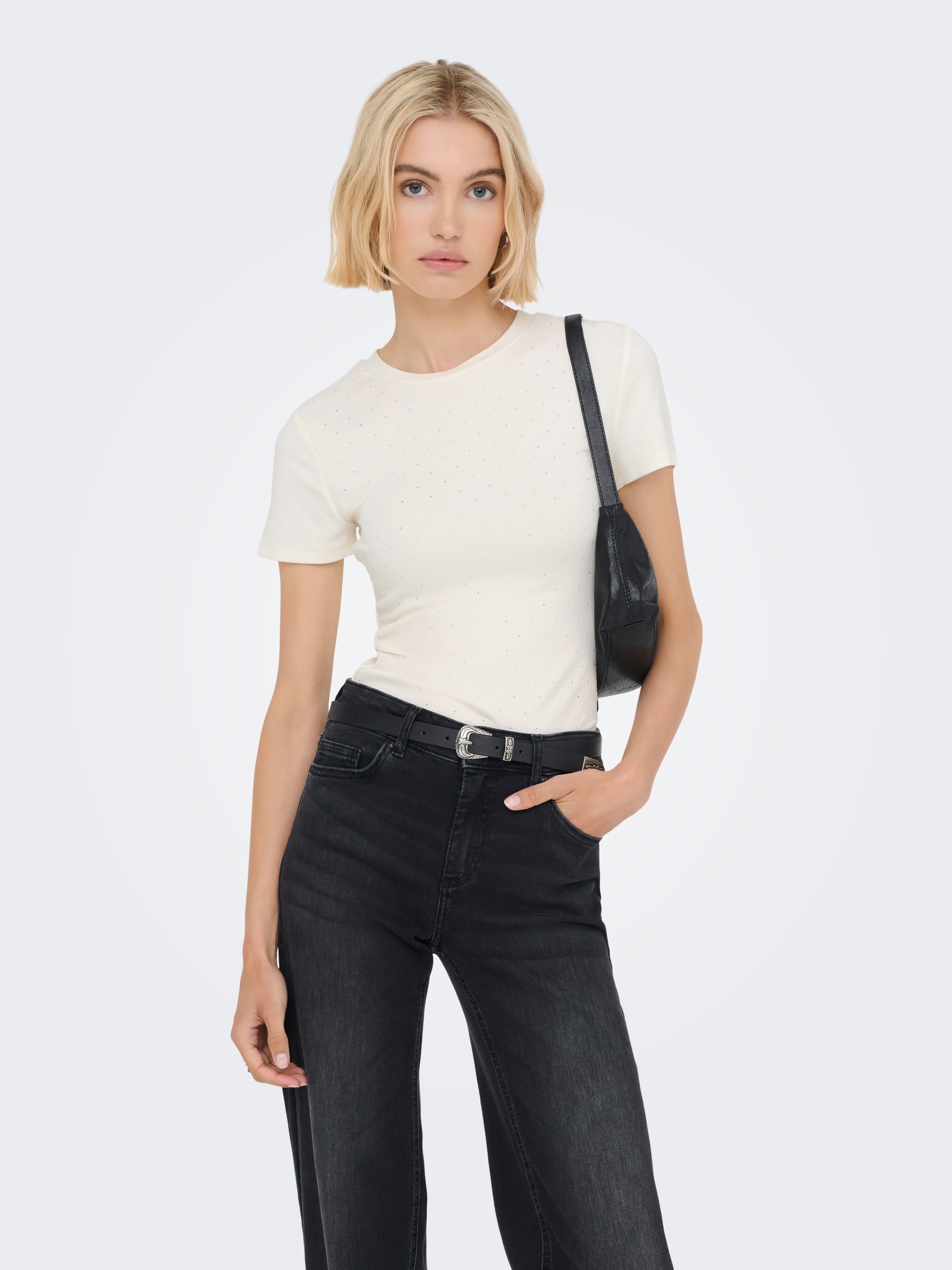 Image of ONLY Kurzarmshirt "ONLARNHEM S/S RHINESTONE TOP JRS"