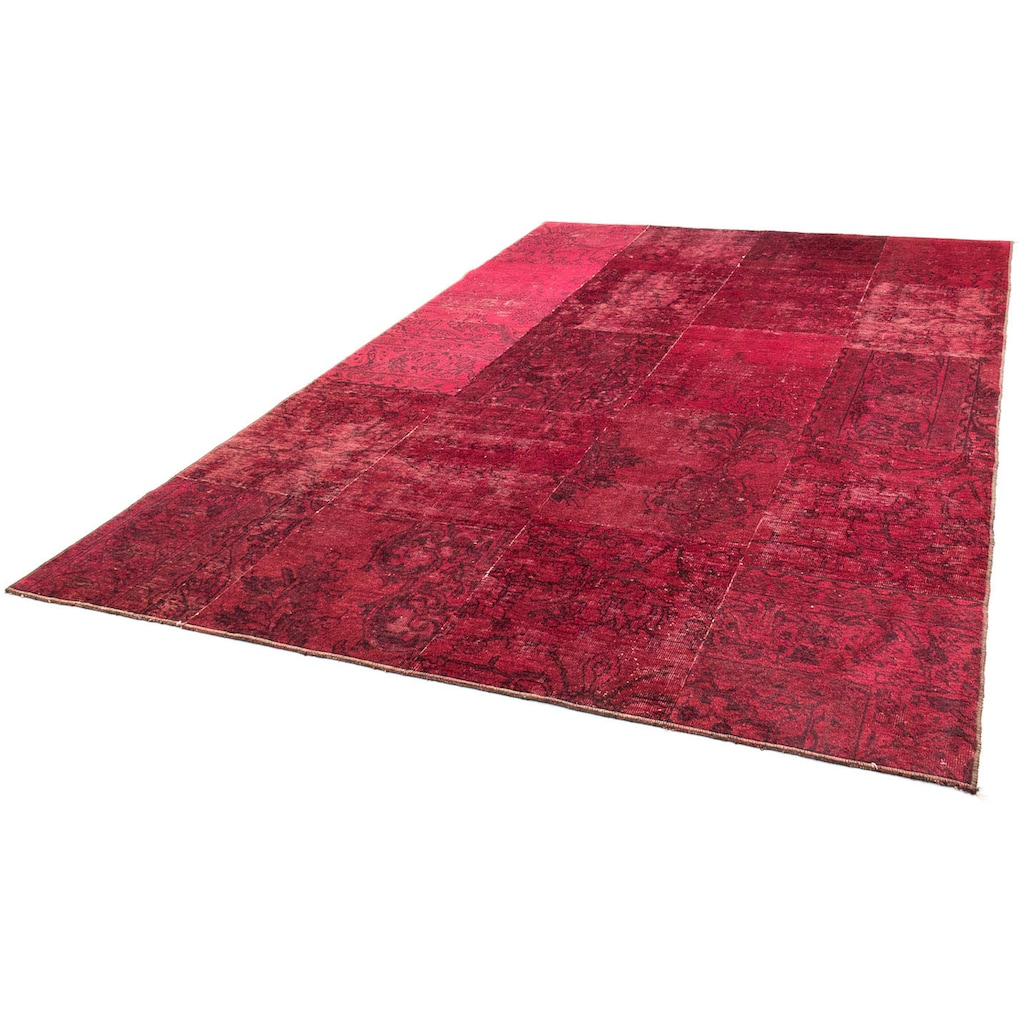 morgenland Teppich »Patchwork - 297 x 200 cm - rot«, rechteckig, Wohnzimmer, Handgeknüpft, Einzelstück mit Zertifikat