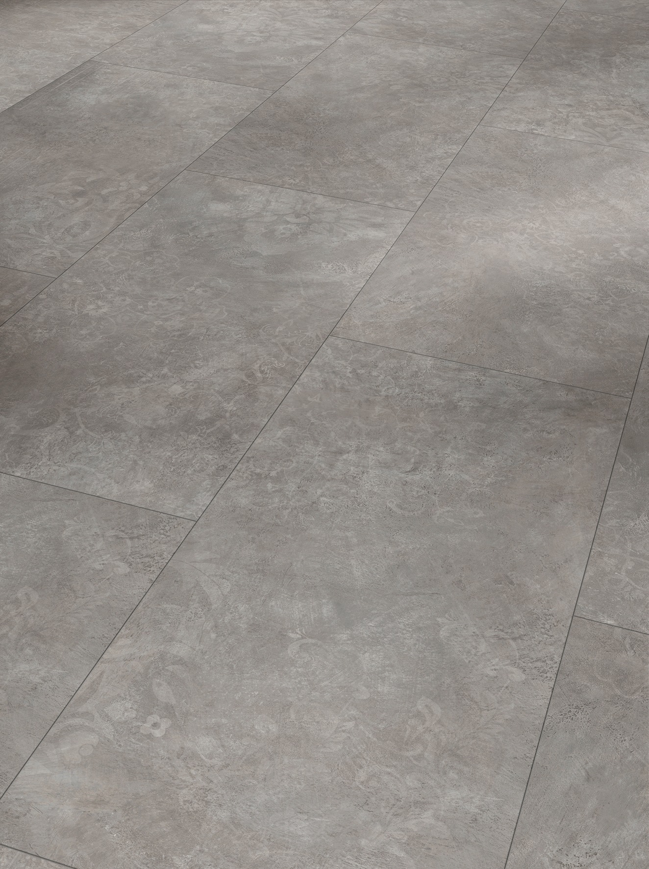 Image of PARADOR Laminat »Trendtime 5 Grossfliese Beton Ornament dunkelgrau«, (Set), Steinstruktur, Verlegefläche: 1,71 m², matt, für Fussbodenheizung geeignet bei Ackermann Versand Schweiz
