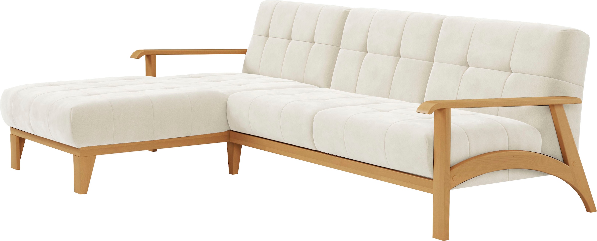 sit&more Ecksofa »Billund L-Form« Armlehnen aus eichefarbigem Buchenholz, verschiedene Bezüge und Farben