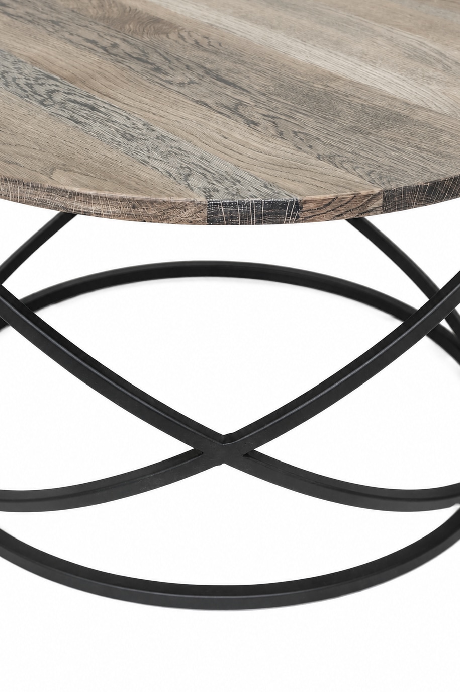 GOODproduct Couchtisch »Lugano, Wohnzimmertisch, Sofatisch, Beistelltisch, Kaffeetisch« Runder Tisch (Ø70) aus Wildeiche Natur/Smoke, Metallgestell