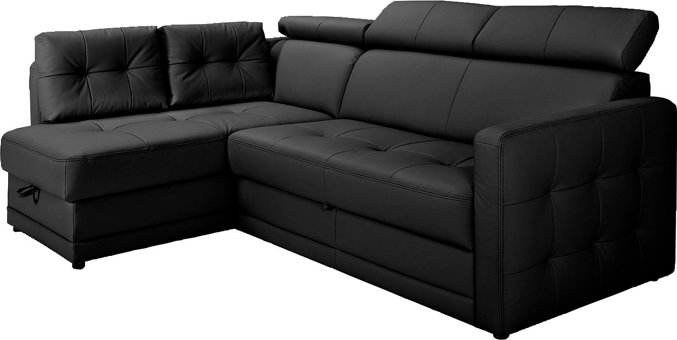 exxpo - sofa fashion Ecksofa »Arles, Federkern, zeitlos, Breite 225cm, L-Form«, wahlweise mit Bettfunktion und Bettkasten, inkl. Kopfteilverstellung