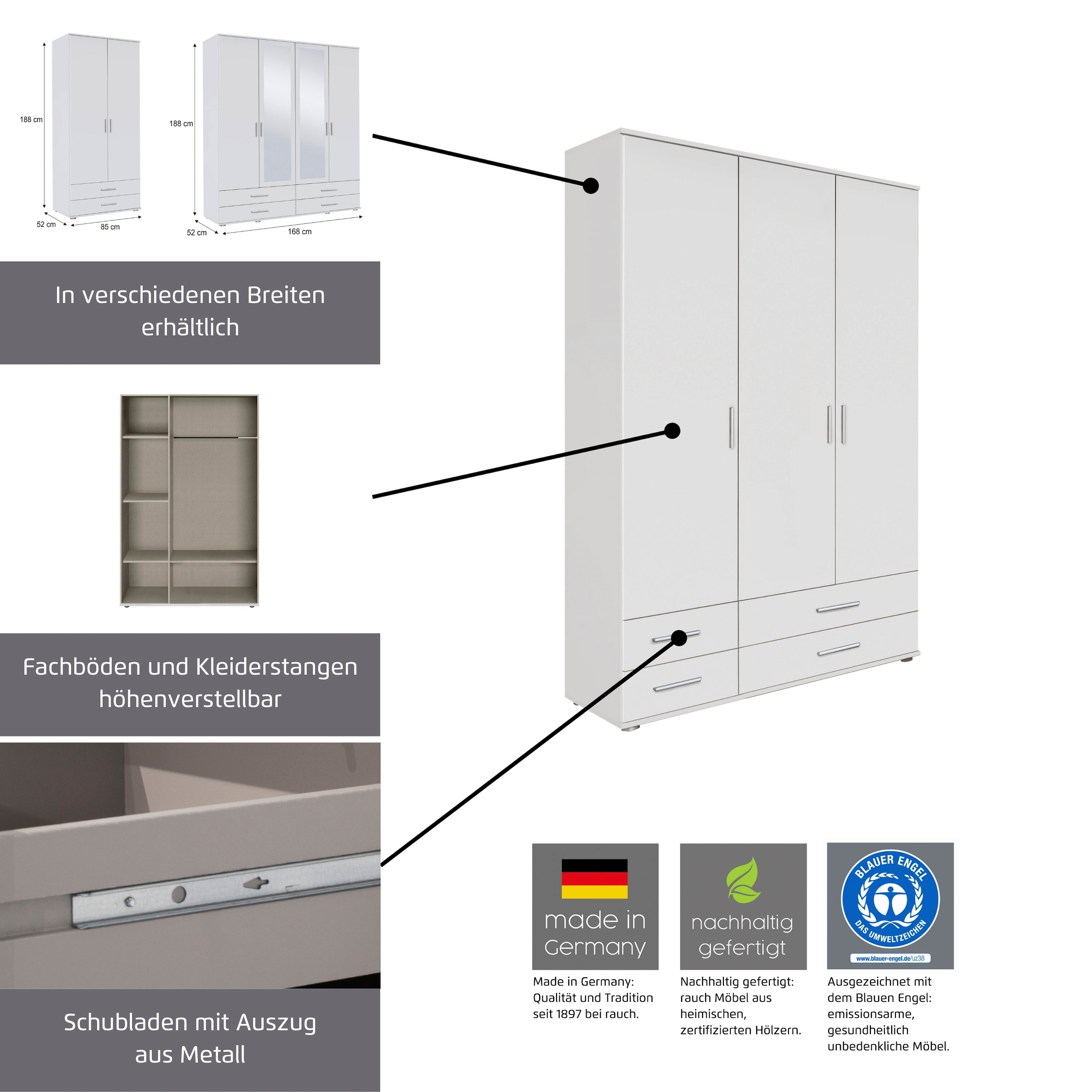 rauch Kleiderschrank »Rasa Bestseller Schrank für jeden Raum«, Schlafzimmerschrank Klassiker Otto´s Choice Garderobe