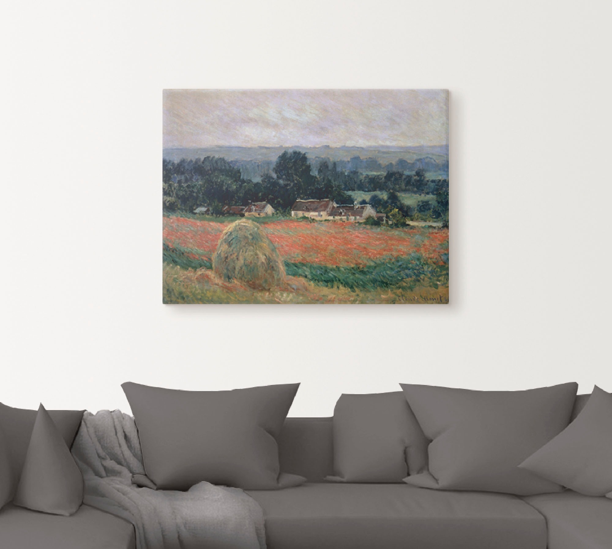 Artland Leinwandbild »Heuhaufen in Sommerlandschaft«, Wiesen & Bäume, (1 St.), auf Keilrahmen gespannt