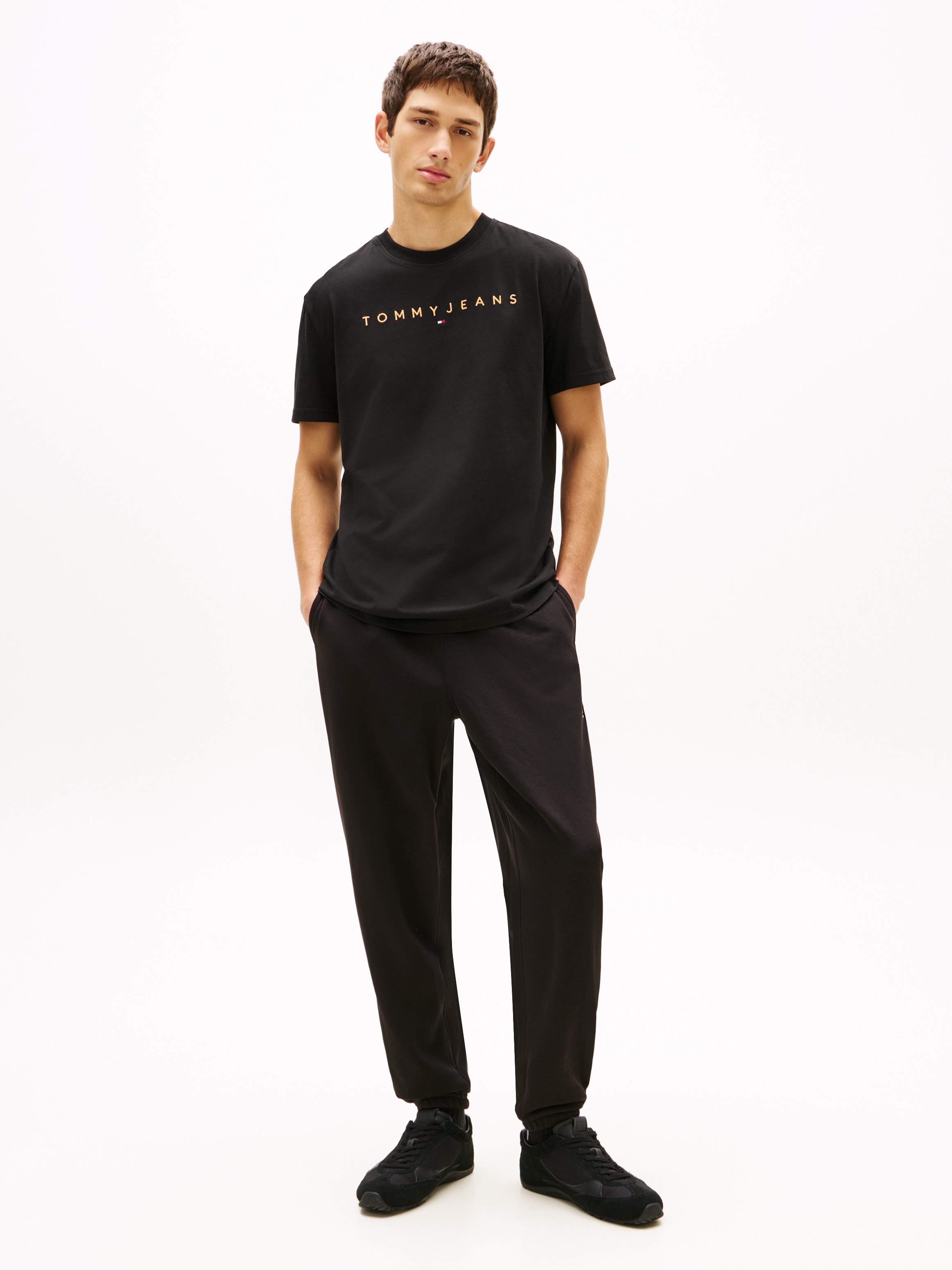 Tommy Jeans T-Shirt »TJM REGULAR LINEAR LOGO EXT« Rundhals, Regular Fit