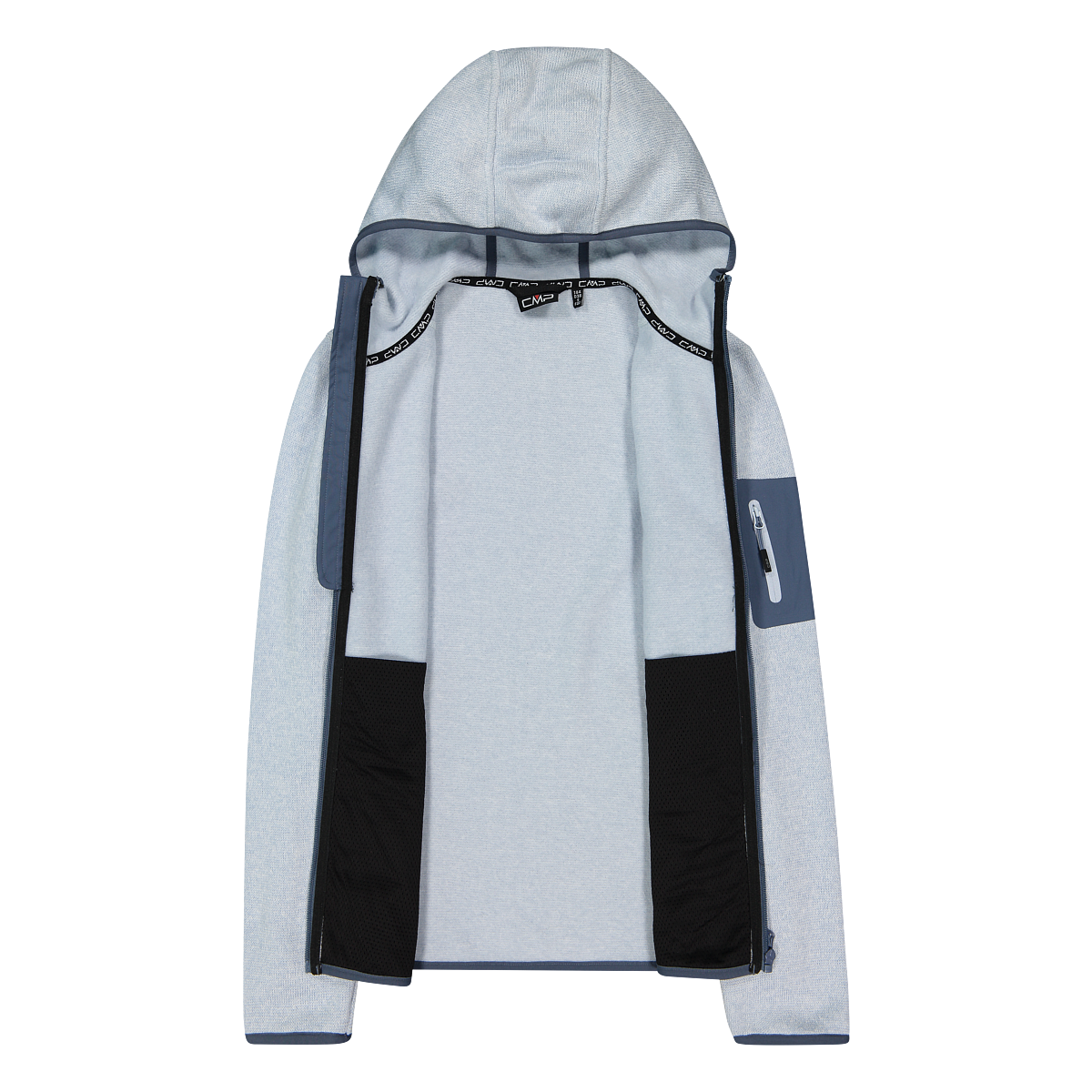 CMP Strickfleecejacke »KNITTED MELANGE HOODY WOMAN HOODY JACKET« mit Kapuze mit Reissverschlusstaschen, atmungsaktiv, schnell trocknend