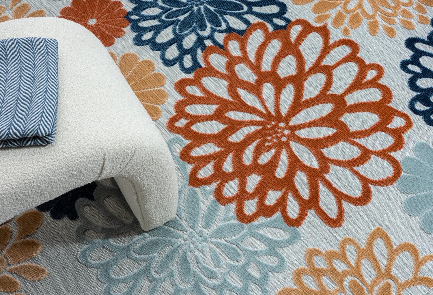 Myflair Möbel & Accessoires Teppich »Bloom, LAGERRÄUMUNG!«, rechteckig, 8 mm Höhe, Blumen Motiv, Hoch-Tief Effekt, Outdoor geeignet, Balkon, Terrasse