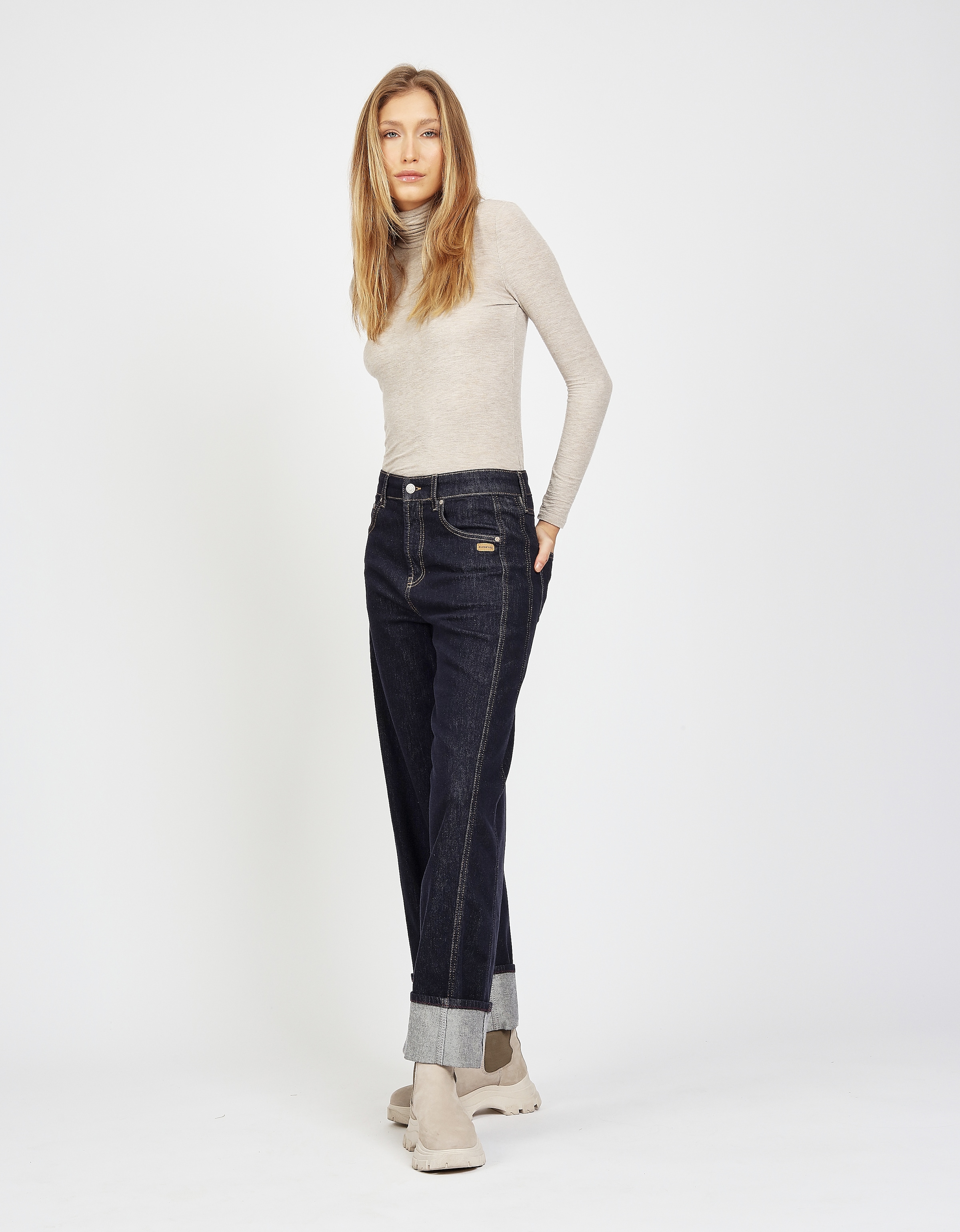 GANG Straight-Jeans »94BLAKE STRAIGHT«, hoher Bund, Umschlag am Saum