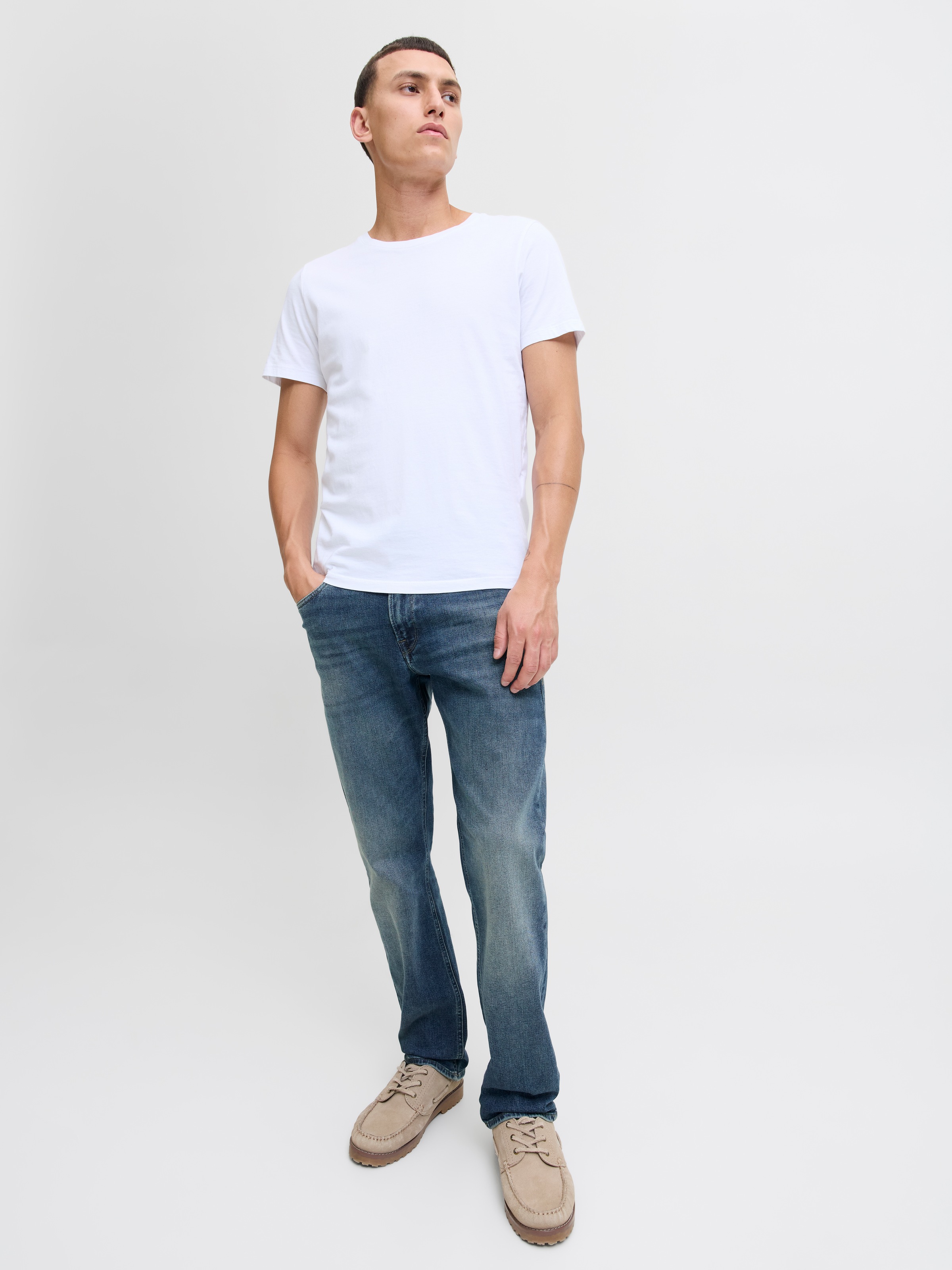 Jack & Jones Regular-fit-Jeans »JJICLARK mit Used-Look und Stretch für den Alltag« mit Abriebeffekten