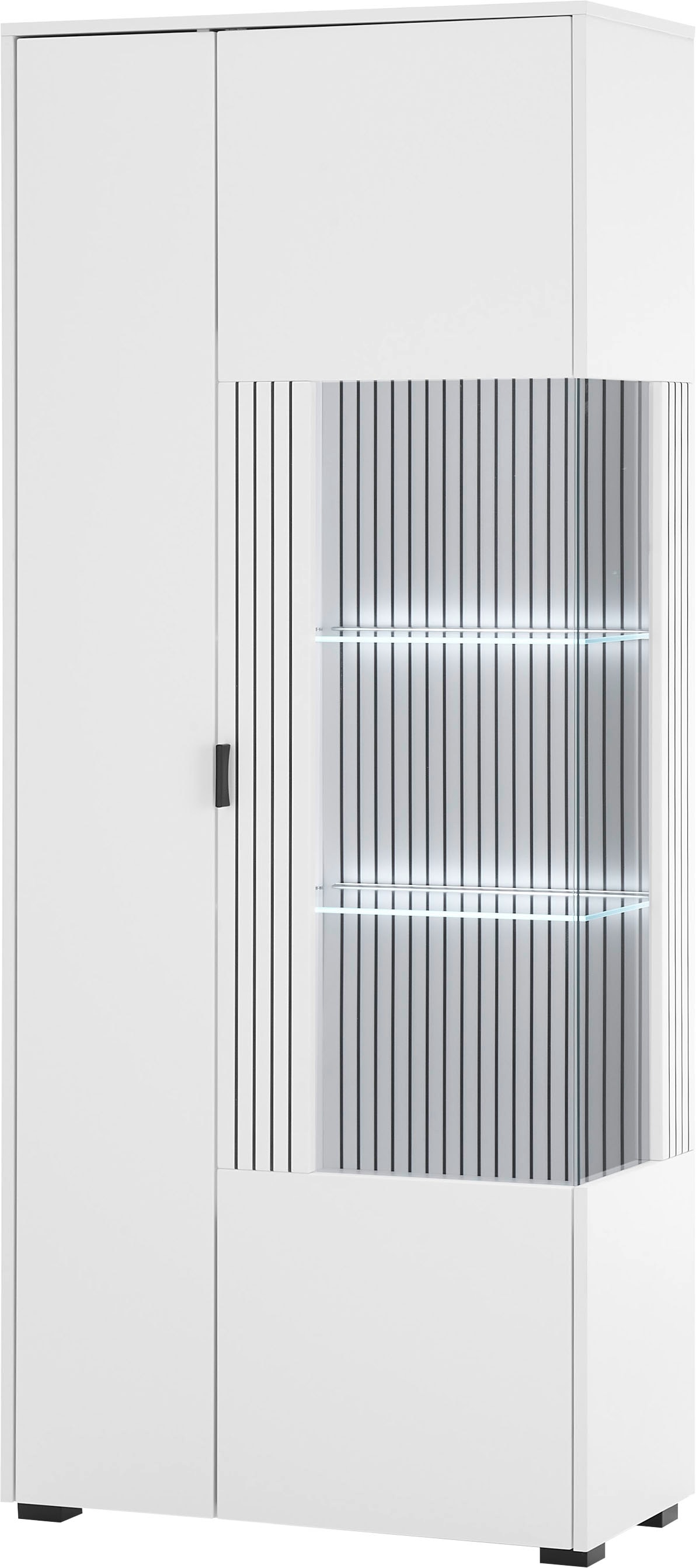 INOSIGN Vitrine »Hudson, Stauraumvitrine«, in moderner Trendfarbe, Griffe aus Metall (Schwarz), Höhe 180 cm