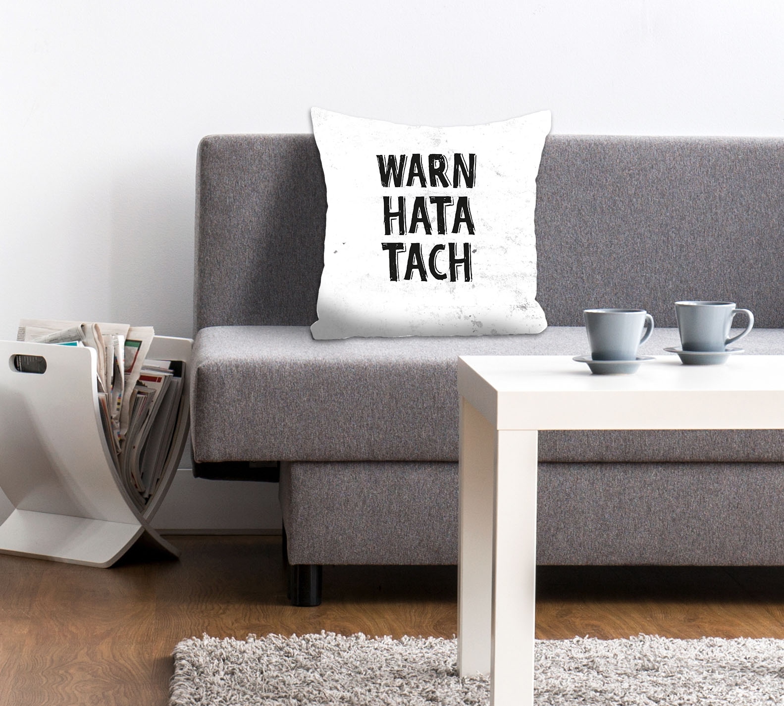 Image of queence Dekokissen "WARN HATA TACH" Kissenhülle,Warn hata tach,Spruch,Weiss,Lustig,Norddeutsch