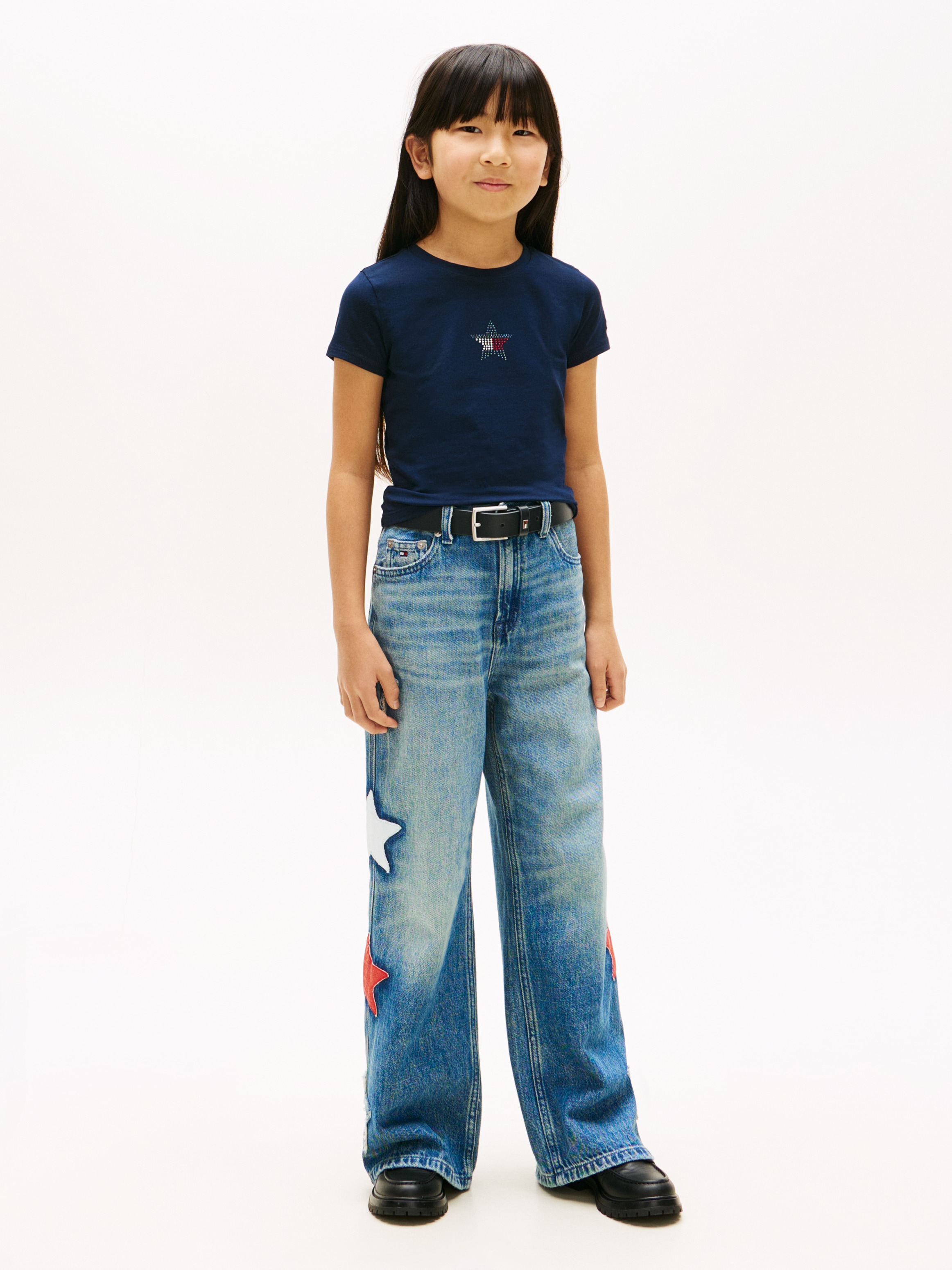 Tommy Hilfiger T-shirt »STAR FLAG TEE SHORT SLEEVE« enfants jusqu'à 16 ans, logo avec strass