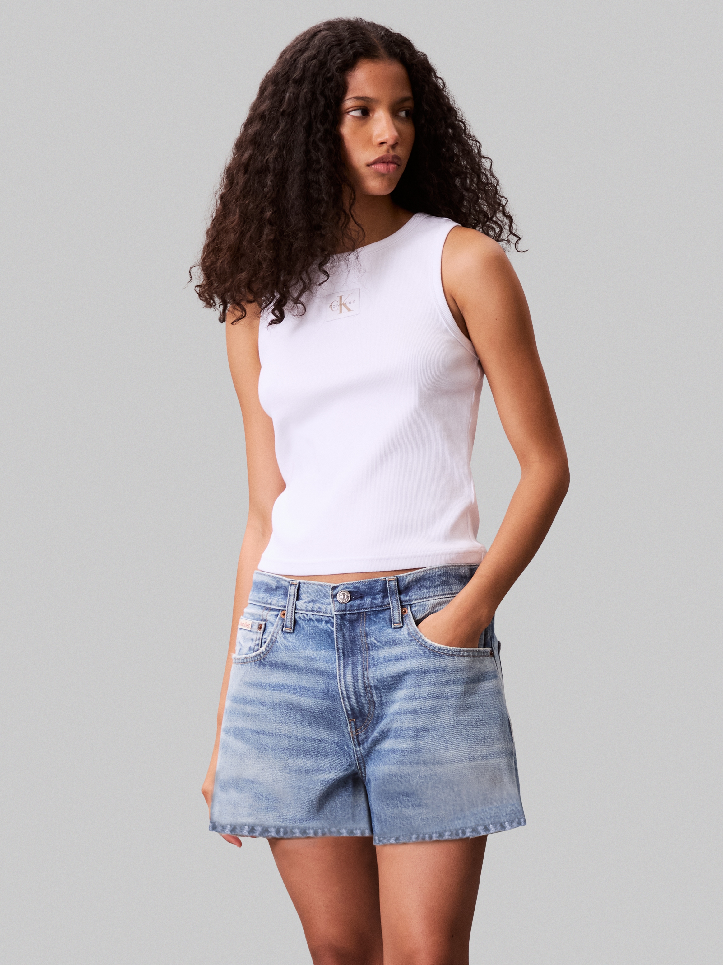 Calvin Klein Jeans Tanktop »A - WVN LBL 2X2 CTTN«, Mit Rundhalsausschnitt
