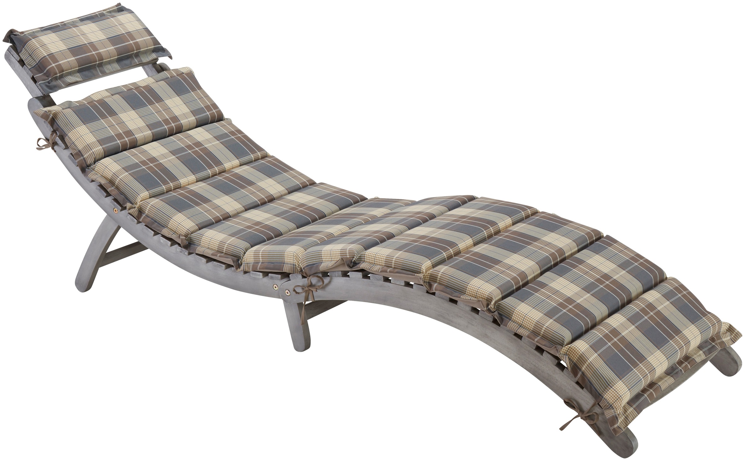 Image of MERXX Gartenliege »Havanna«, Eukalyptus, braun/grau, inkl. Wendeauflage bei Ackermann Versand Schweiz