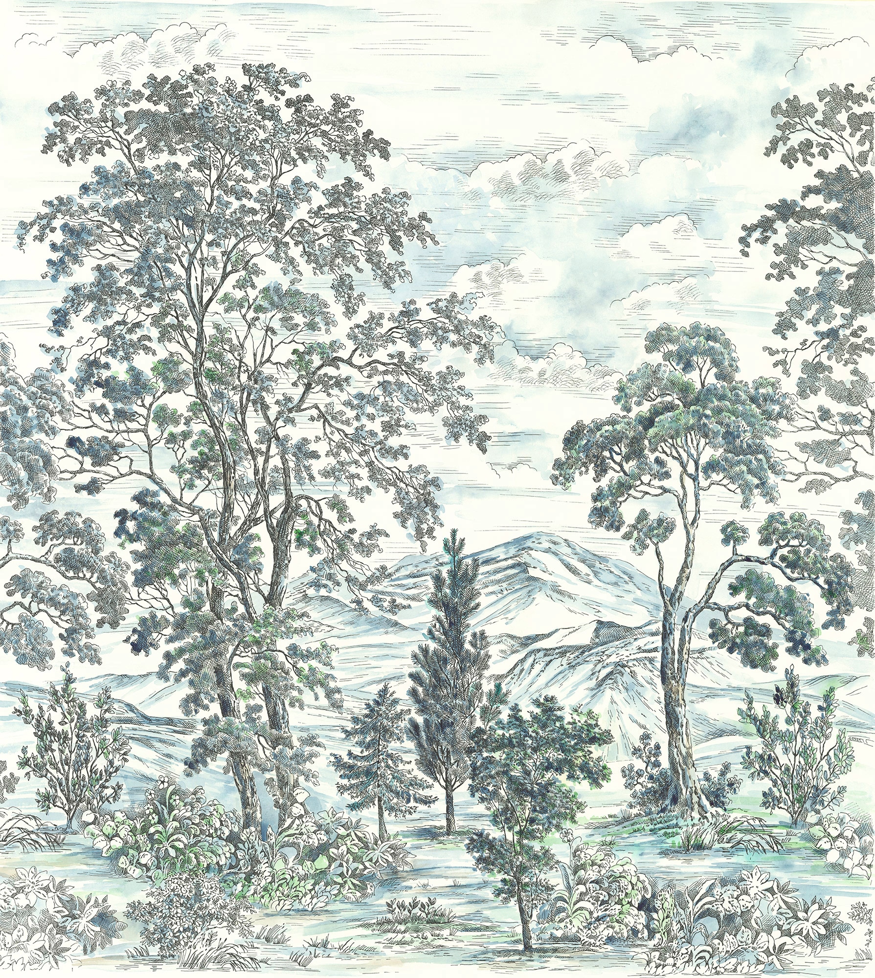 Image of Komar Vliestapete "Digitaldruck Vlies - Highland Trees - Grösse 250 x 280 cm" bedruckt glatt Wohnzimmer, Schlafzimmer